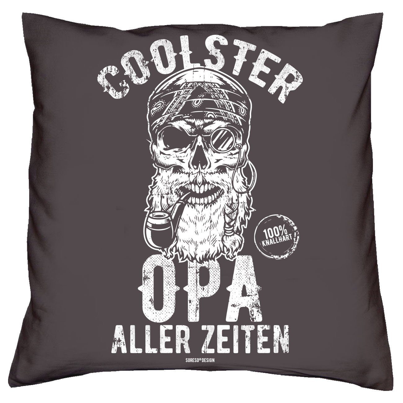 aller Zeiten Oma Großeltern Coolster Kissen-Set Soreso® anthrazit Urkunden, Weihnachtsgeschenk für aller Opa Zeiten Dekokissen Coolste mit