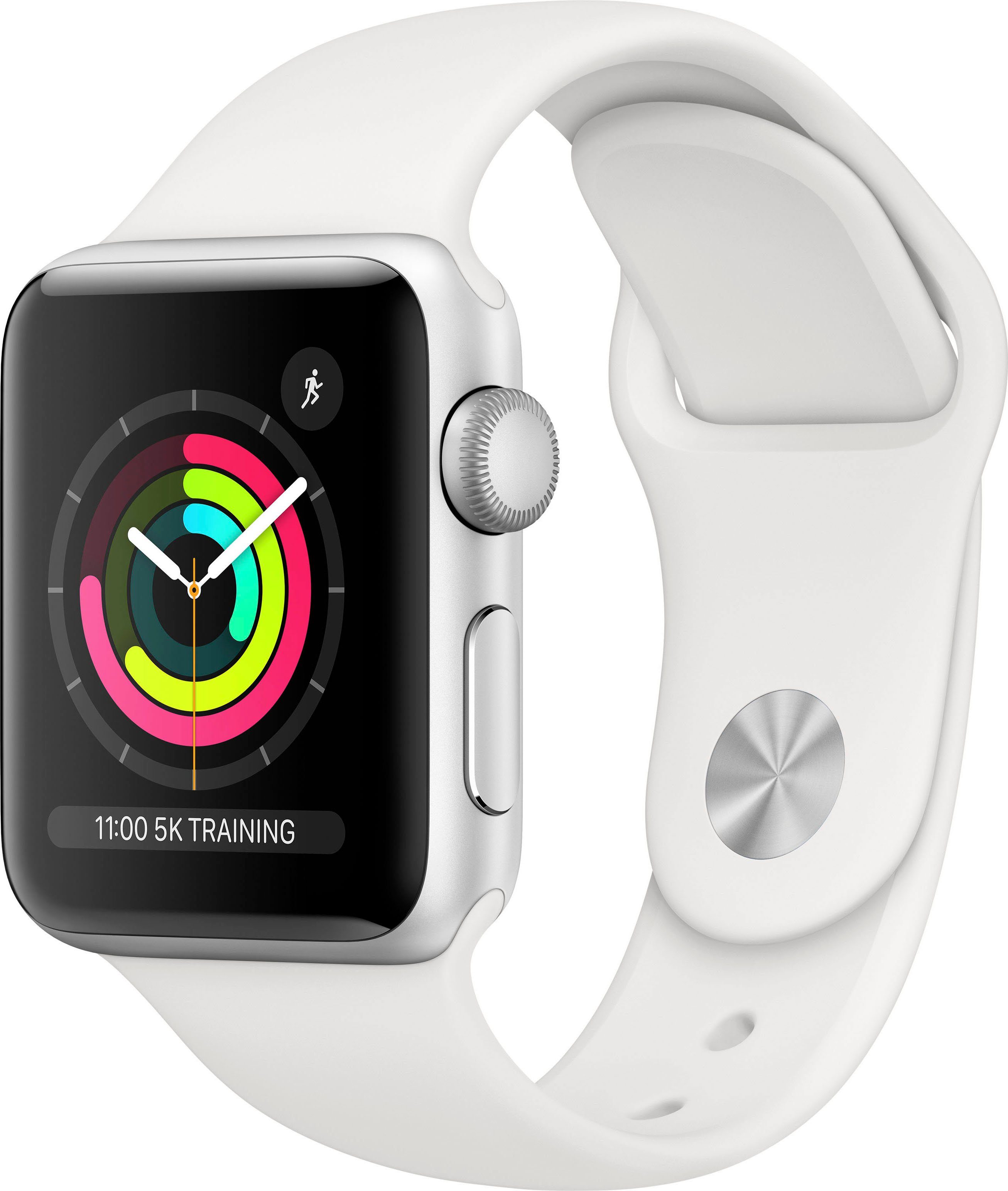 Apple Series 3 GPS, Aluminiumgehäuse mit Sportarmband 38mm Watch (Watch OS 5),  inkl. Ladestation (magnetisches Ladekabel) | Apple Watch