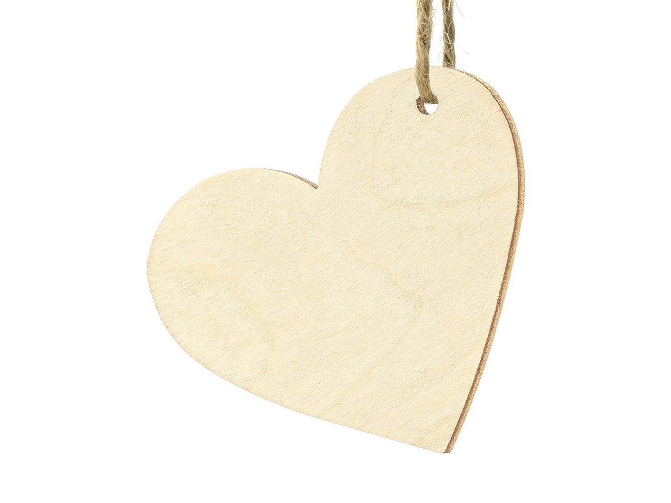 partydeco Dekohänger, Tischkarten Holzherzen mit Loch 6x5cm blanko 10 Stück natur