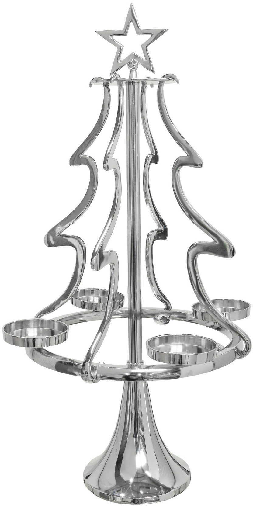 my home Adventsleuchter Tannenbaum, Weihnachtsdeko (1 St), Kerzenständer aus Aluminium, Höhe 99 cm silberfarben | Kerzenständer