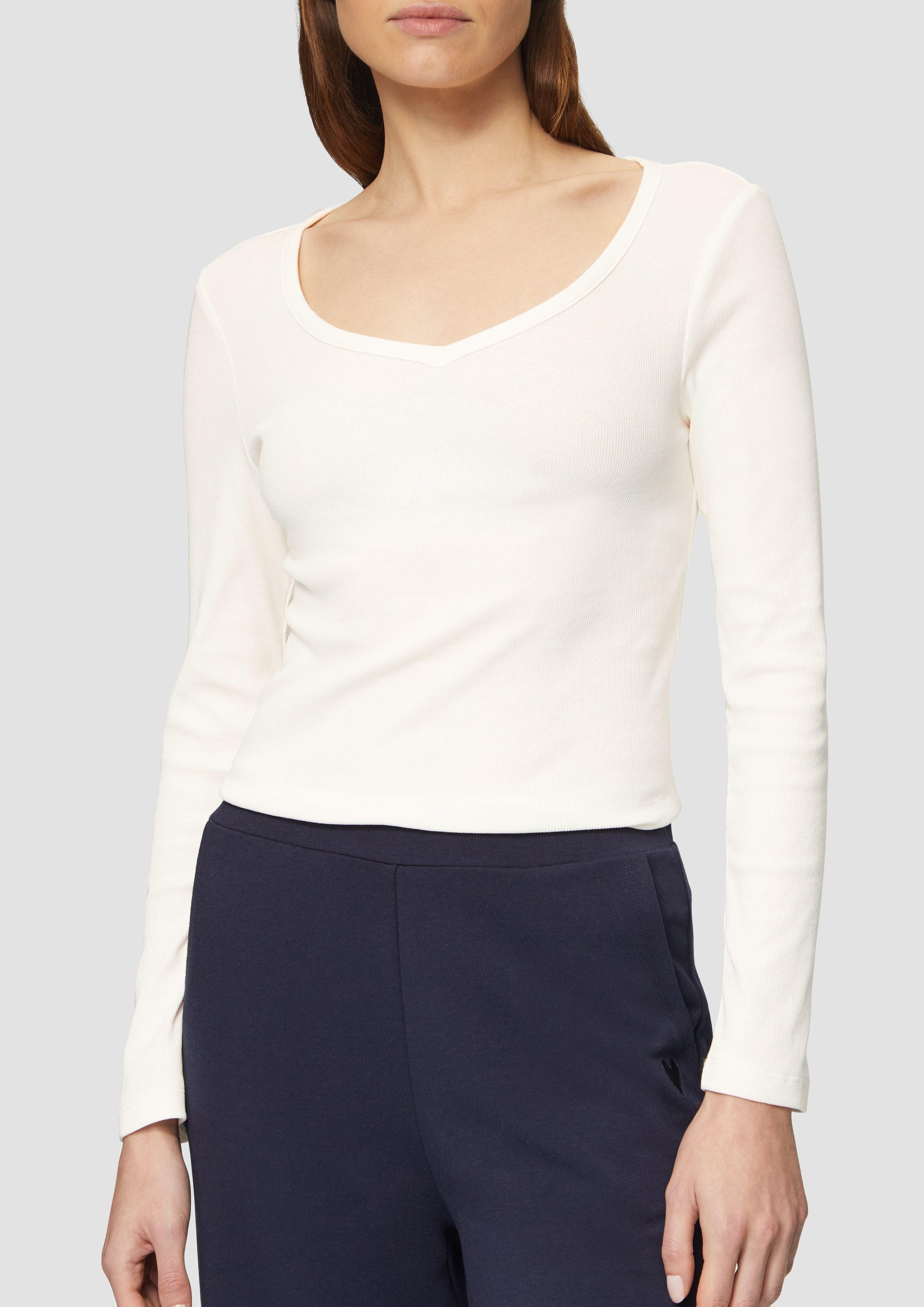 s.Oliver Langarmshirt Feines Jersey-Longsleeve mit Rippstruktur günstig online kaufen