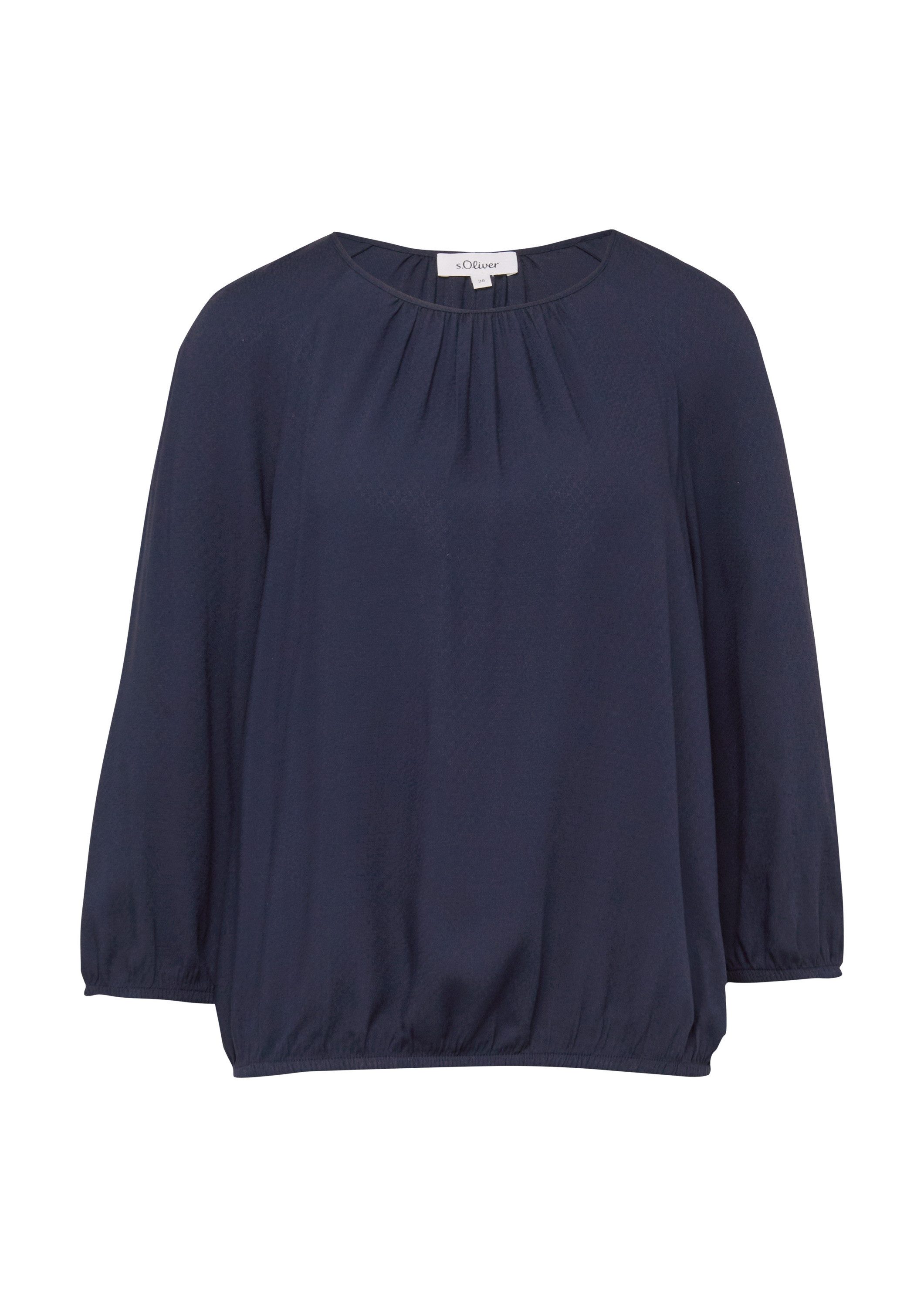s.Oliver Kurzarmbluse Bluse Strukturierte Viskose-Bluse mit Raff-Details