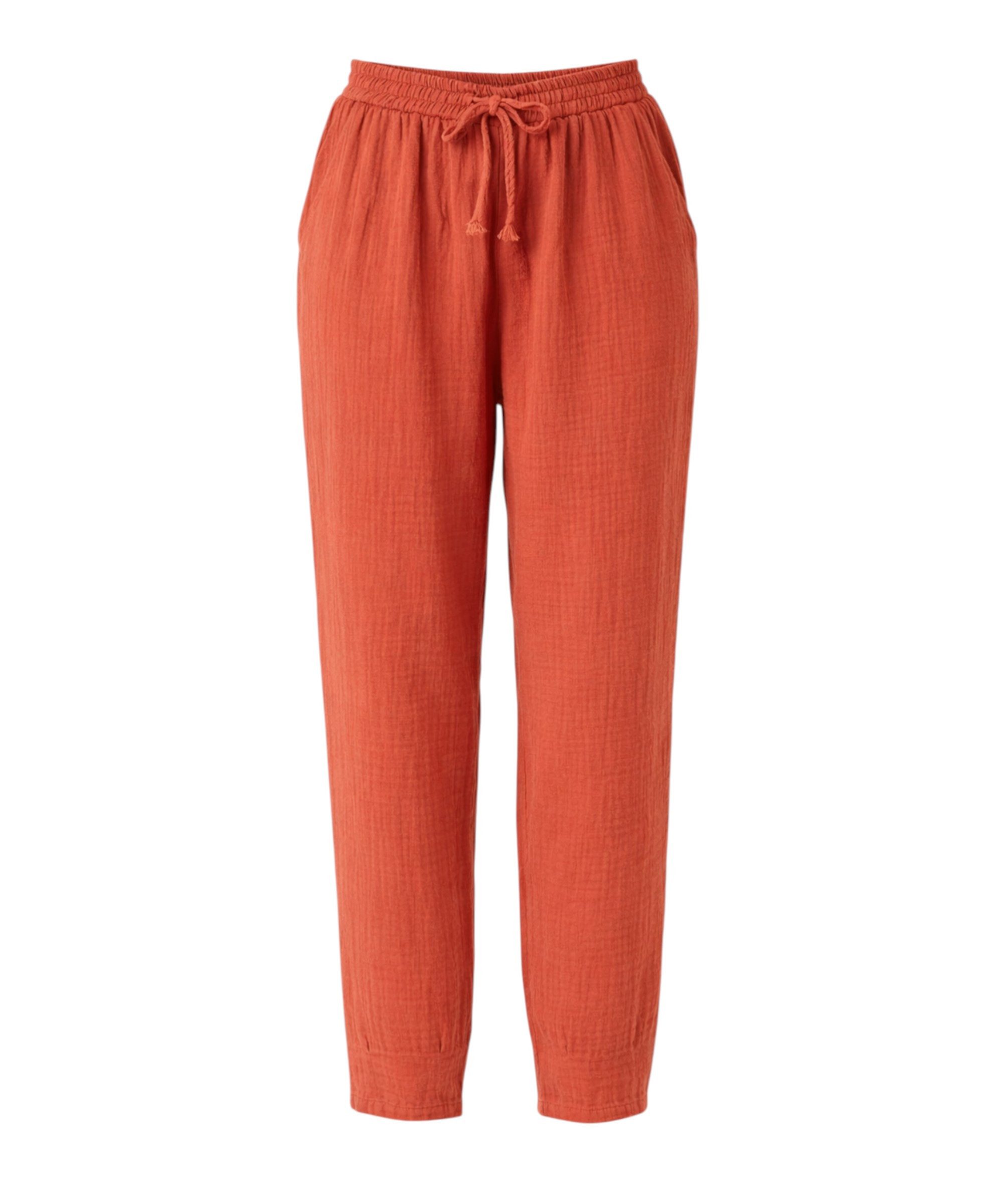 Stoffhose Damen Musselin 100% Baumwolle Tapered Sommerhose