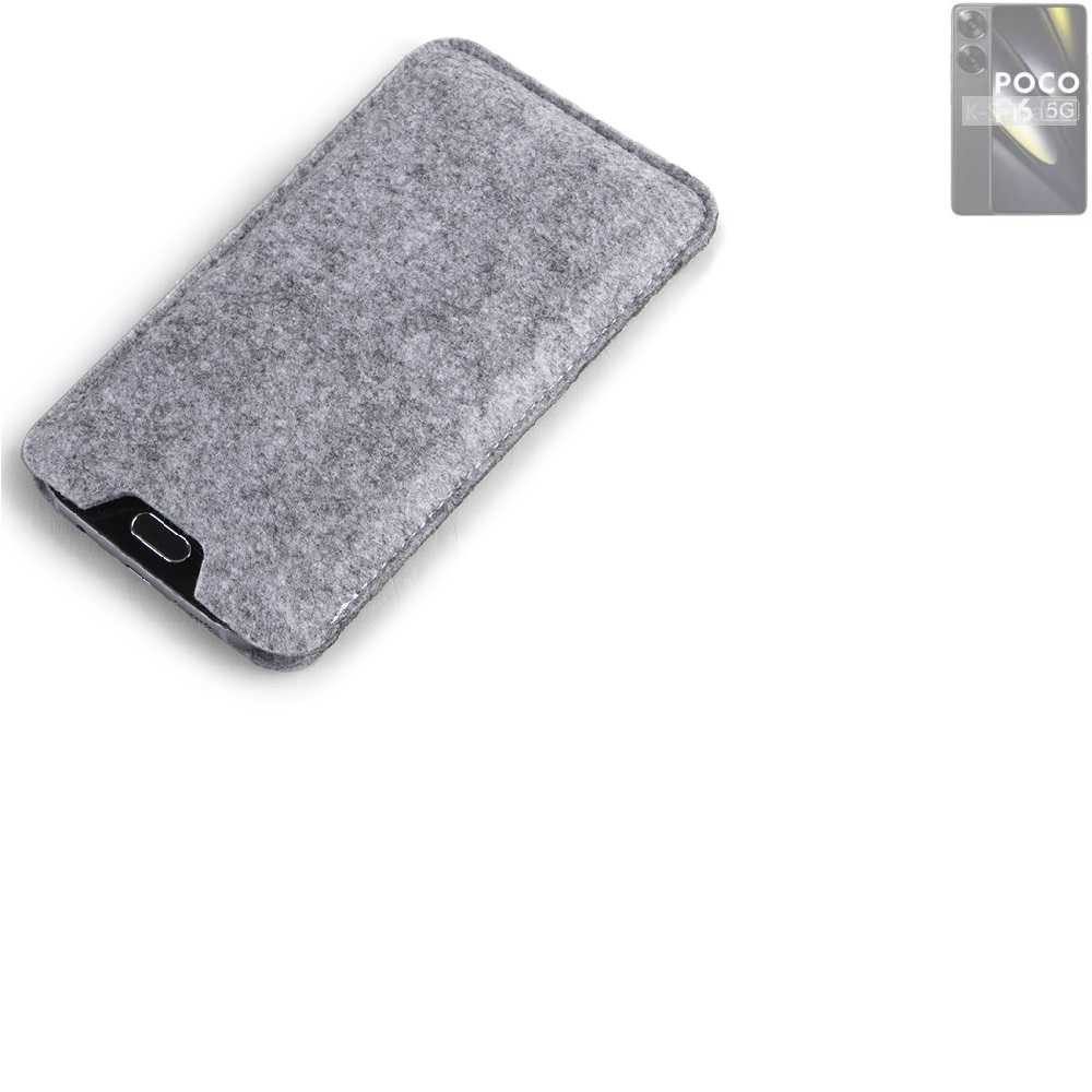 K-S-Trade Handyhülle für POCO F6, Filz Handyhülle Schutzhülle Filztasche Filz Tasche Case Sleeve
