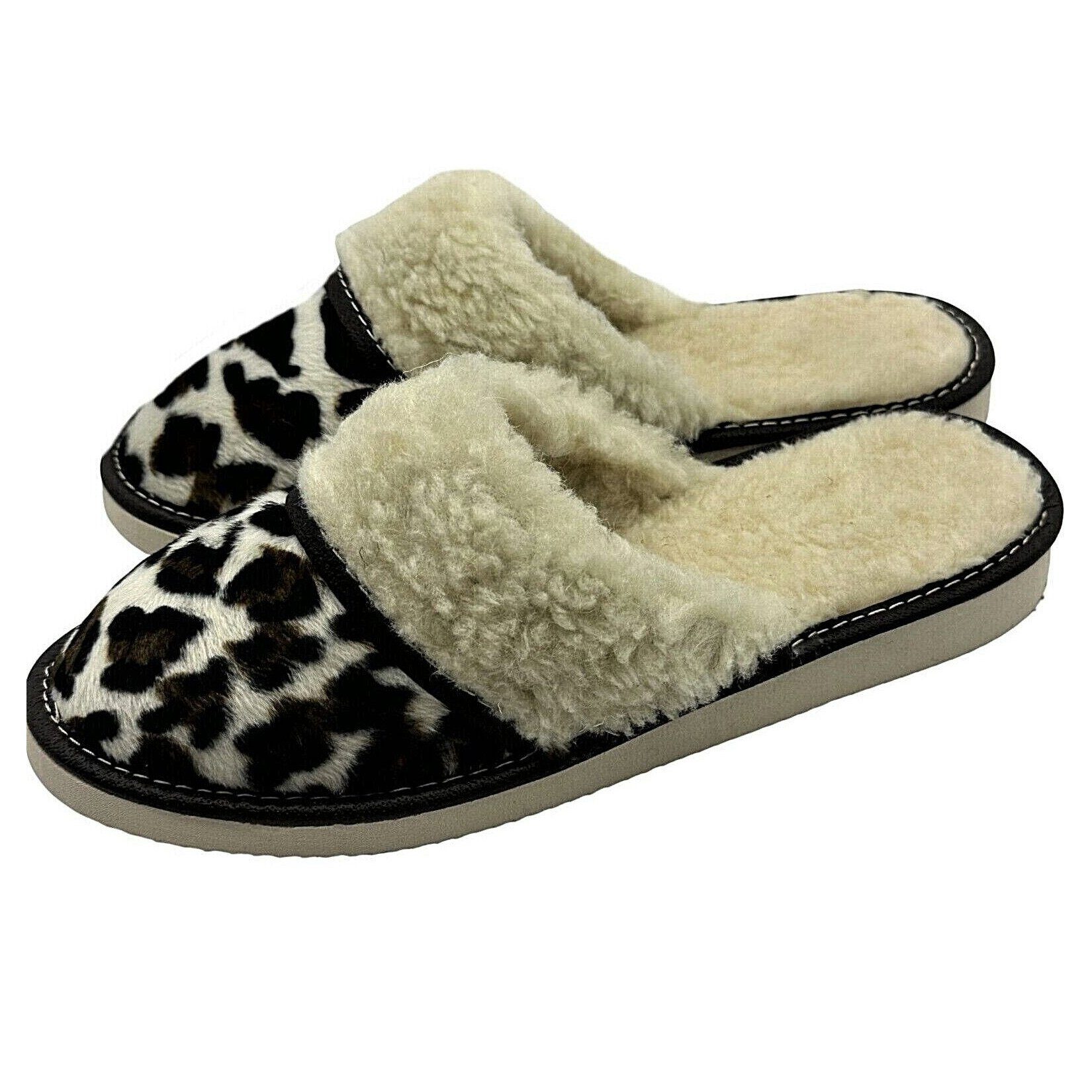 em-ka Panther Leoparden Muster Winter Hausschuhe Schafwolle Gefüttert Hausschuh Damen elegante Hausschuhe