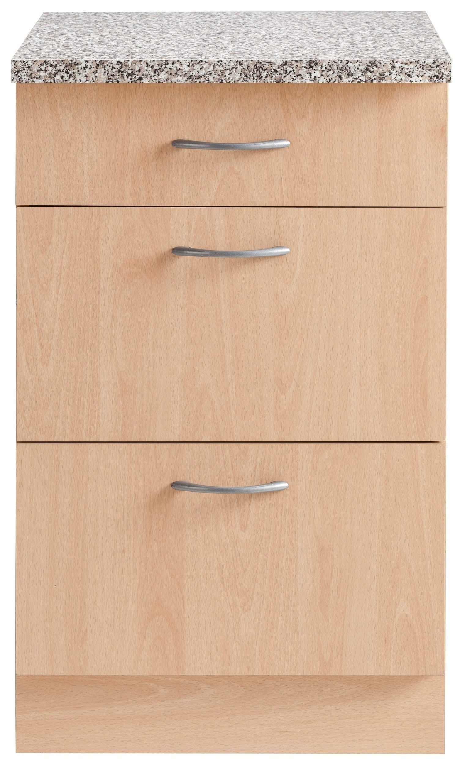 wiho Küchen Schublade großen 2 | Buche 50 cm Unterschrank Kiel Tiefe cm, breit, und Dekor Auszügen Dekor 1 50 mit Buche
