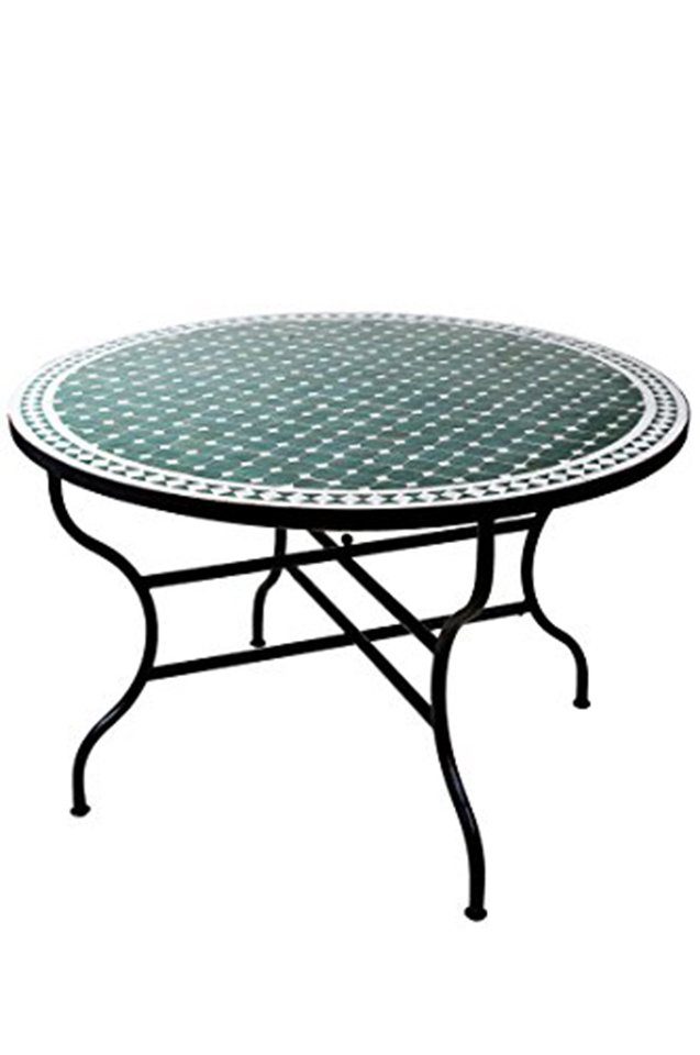 Marrakesch Orient & Mediterran Interior Gartentisch Marokkanischer Mosaiktisch Marrakesch mit 120 cm, von Hand gefertigt, Handarbeit
