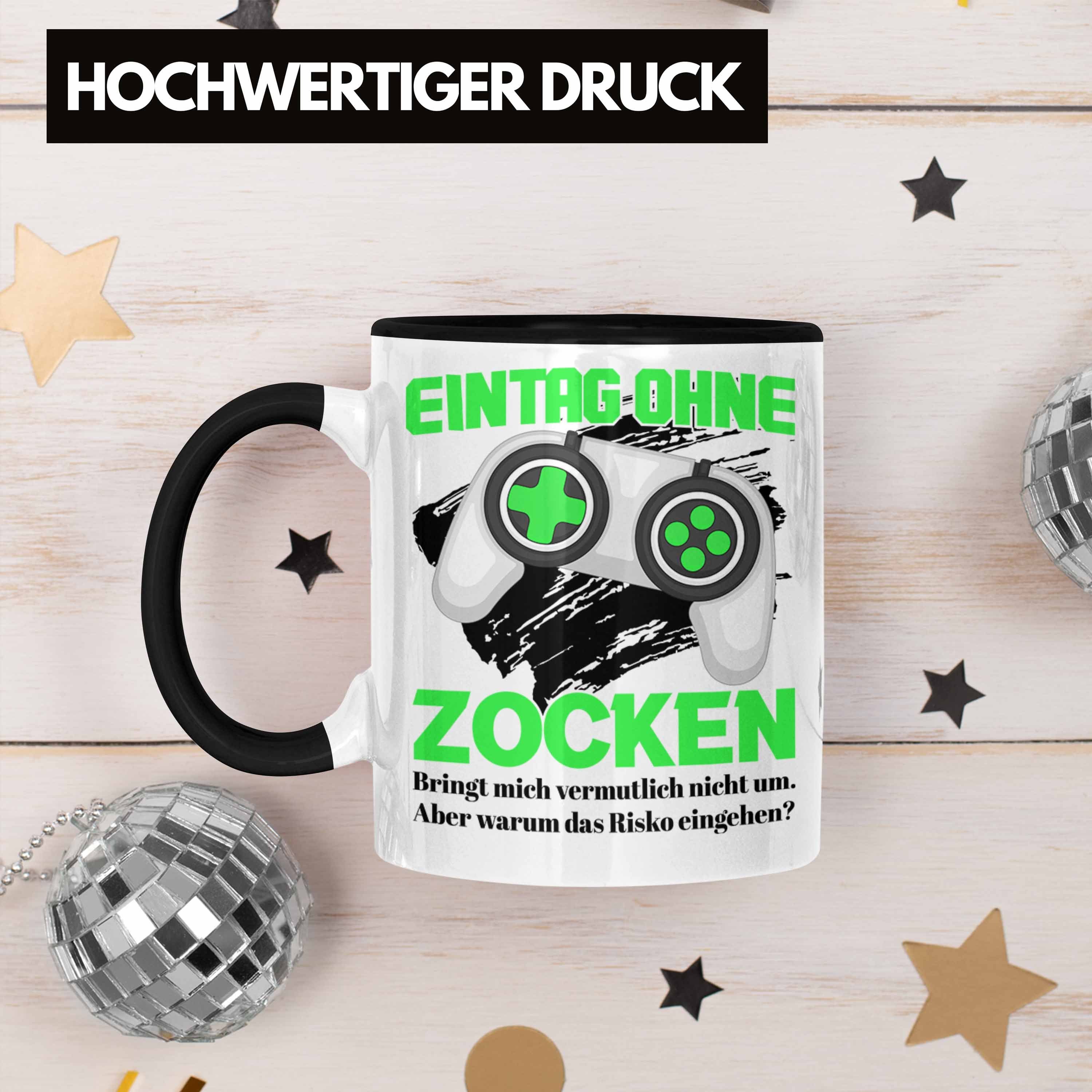 Trendation Tasse Ein Tag Ohne Spruch Tasse Gaming Schwarz Geschenk Zocken Gamer