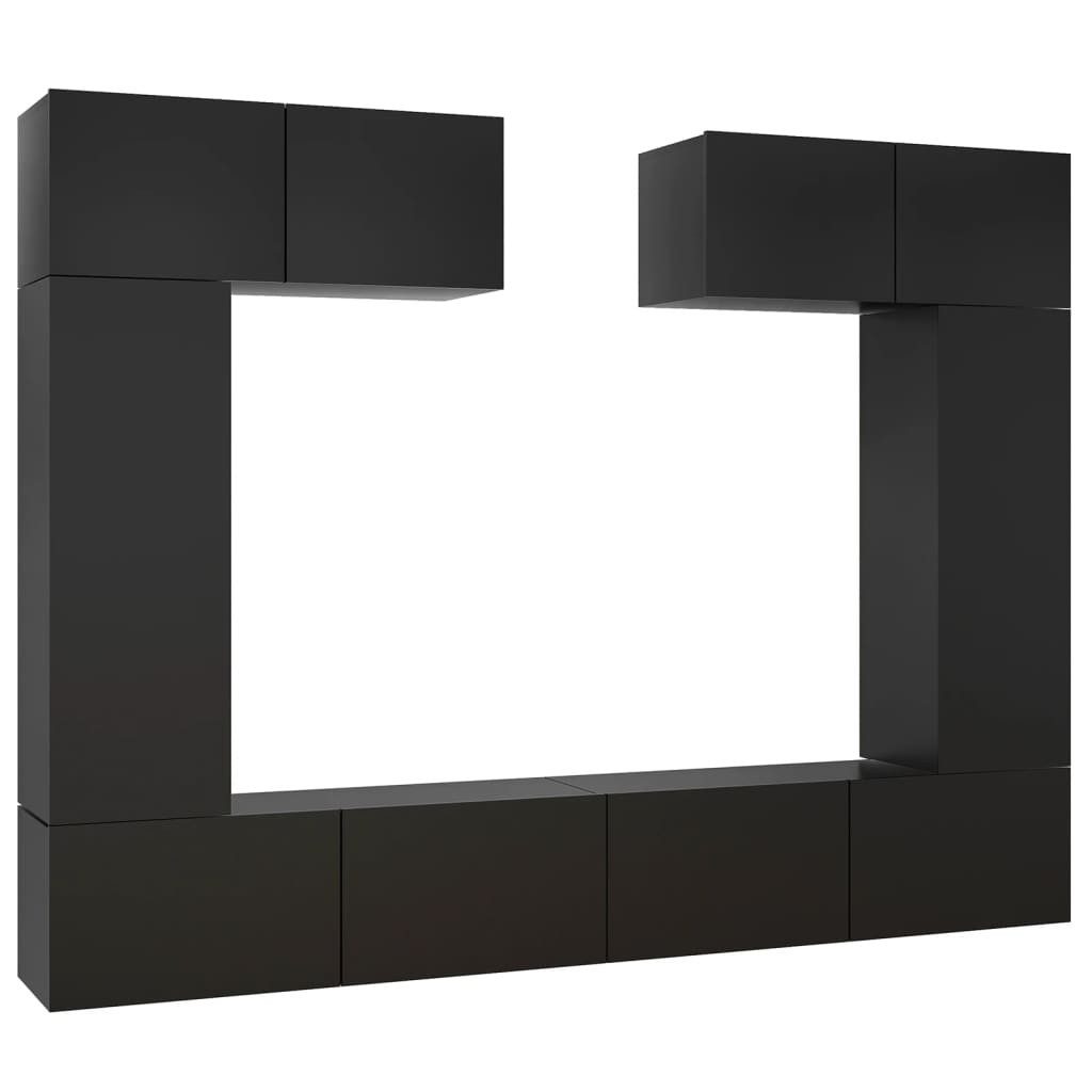 vidaXL TV-Schrank 6-tlg. TV-Schrank-Set Schwarz Holzwerkstoff günstig online kaufen