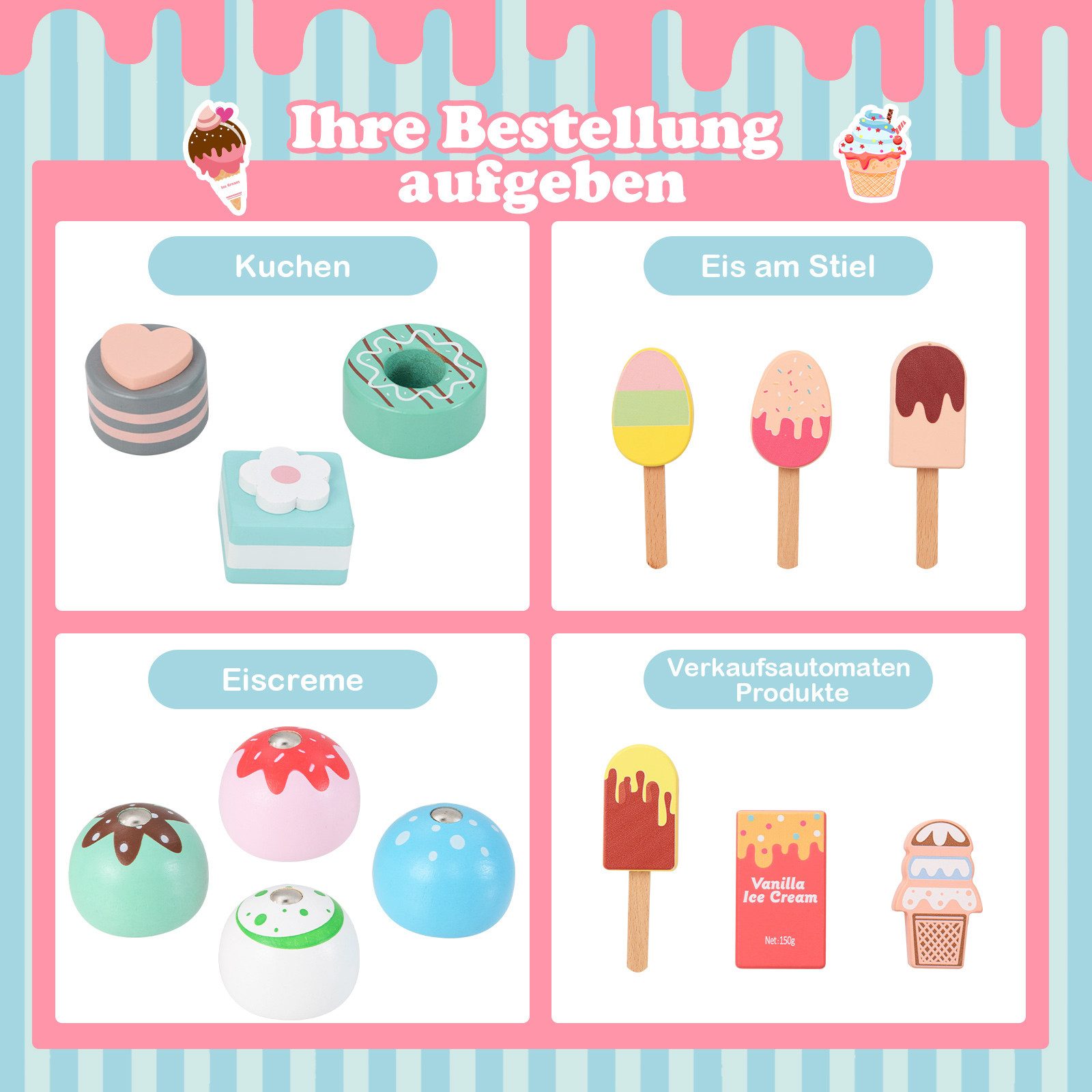 COSTWAY Kaufladen, Kaufmannsladen Holz mit Bildschirm