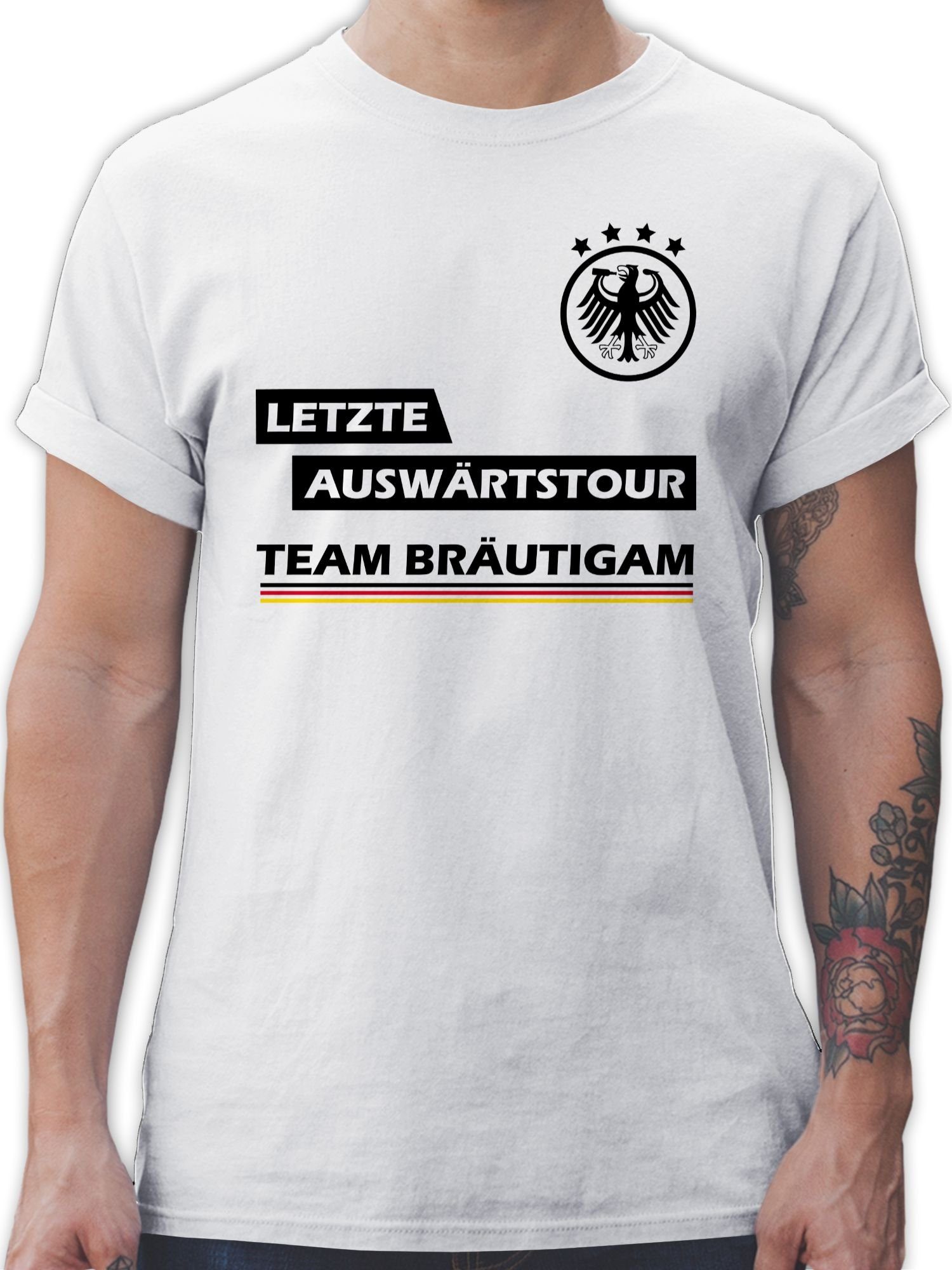 Auswärtstour 1 Männer Weiß Bräutigam Shirtracer T-Shirt Letzte JGA Team