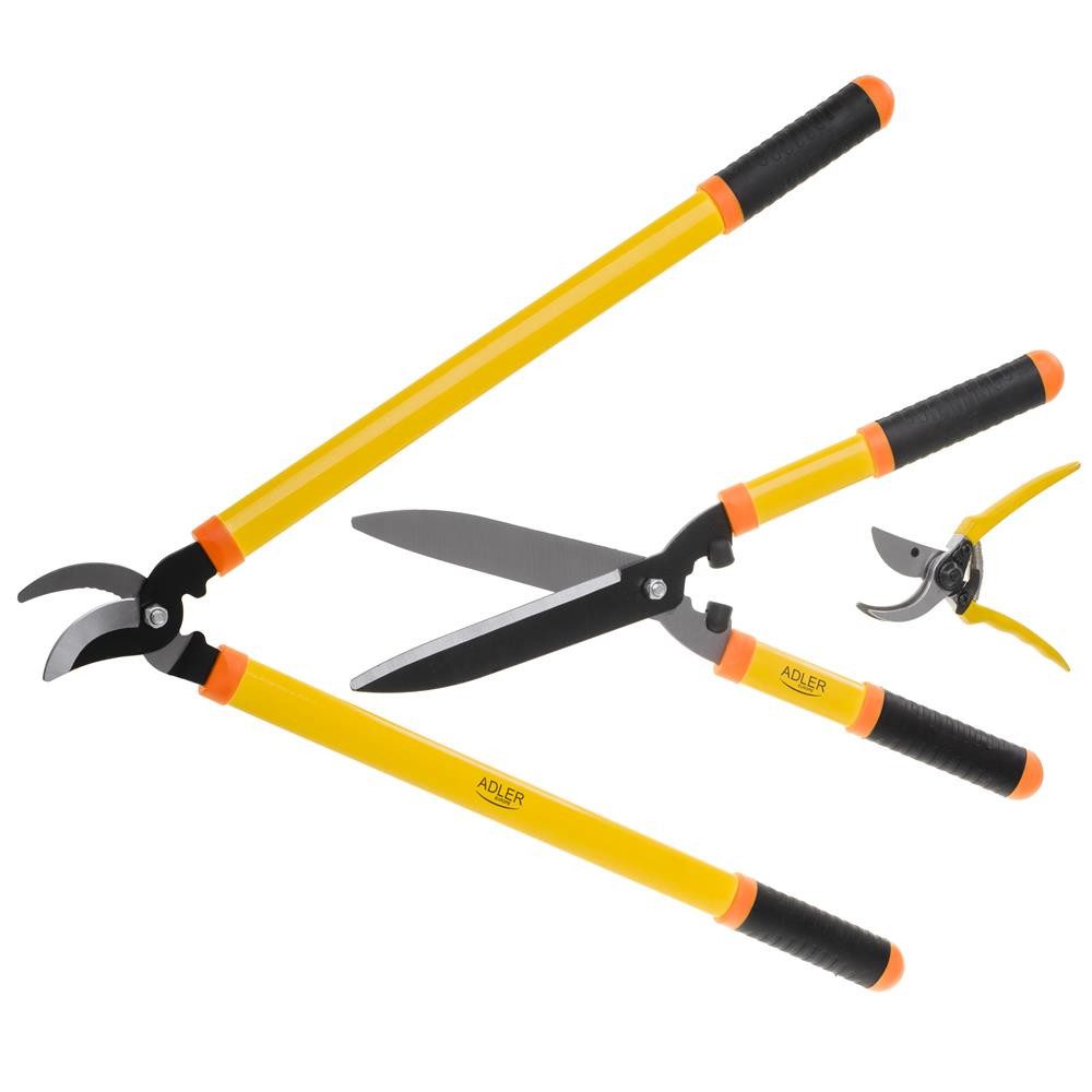 Adler Gartenschere Gartenscheren Set Heckenschere Astschere Ergonomische Griffe gelb, (3-tlg), Hochwertiger Stahl mit Aluminiumlegierung