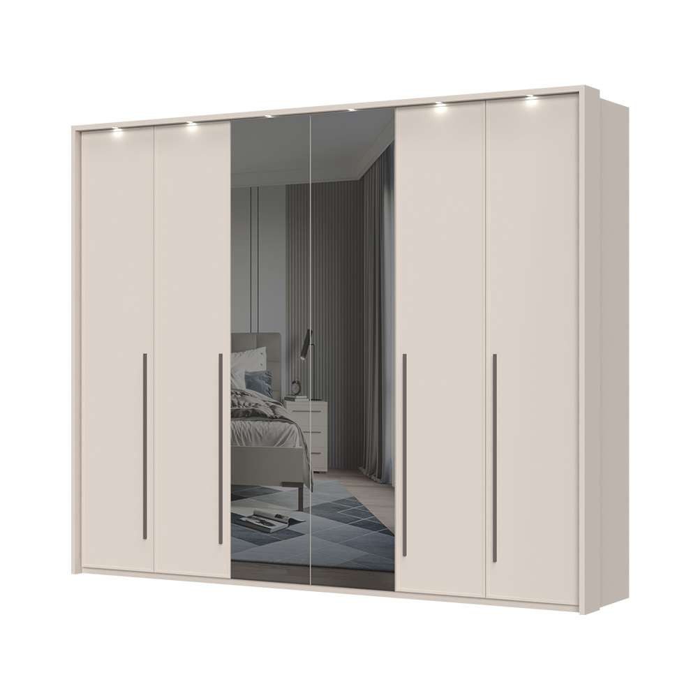 Places of Style Drehtürenschrank Opera mit oder ohne Kranz inkl. LED-Bel.,B 227,272,317 oder 362 cm UV lackiert, Soft Close Funktion, Höhenverstellbare Füße