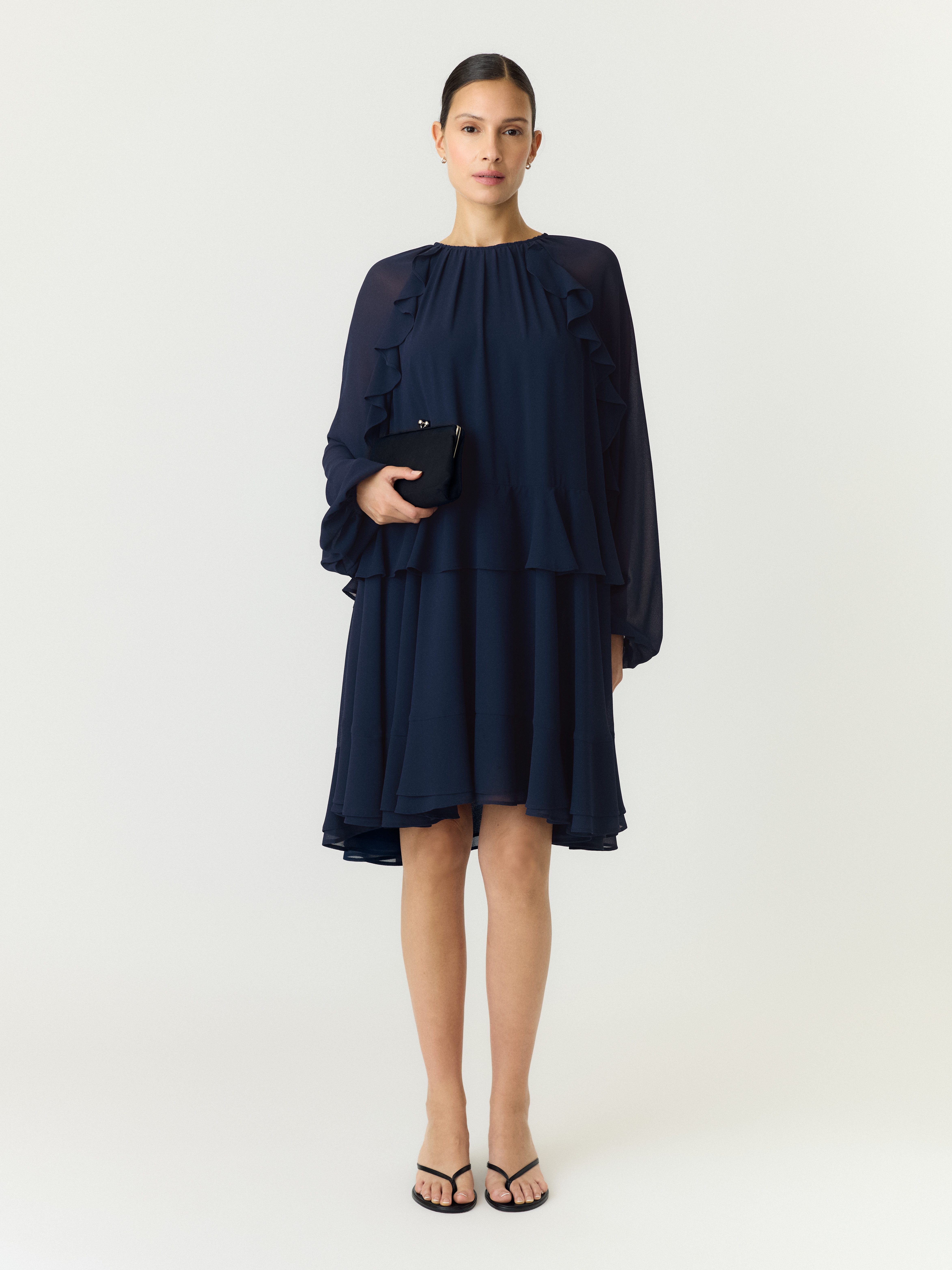 Y.A.S Chiffonkleid YASMILVA LS DRESS S. NOOS Kunstfaser, regular fit