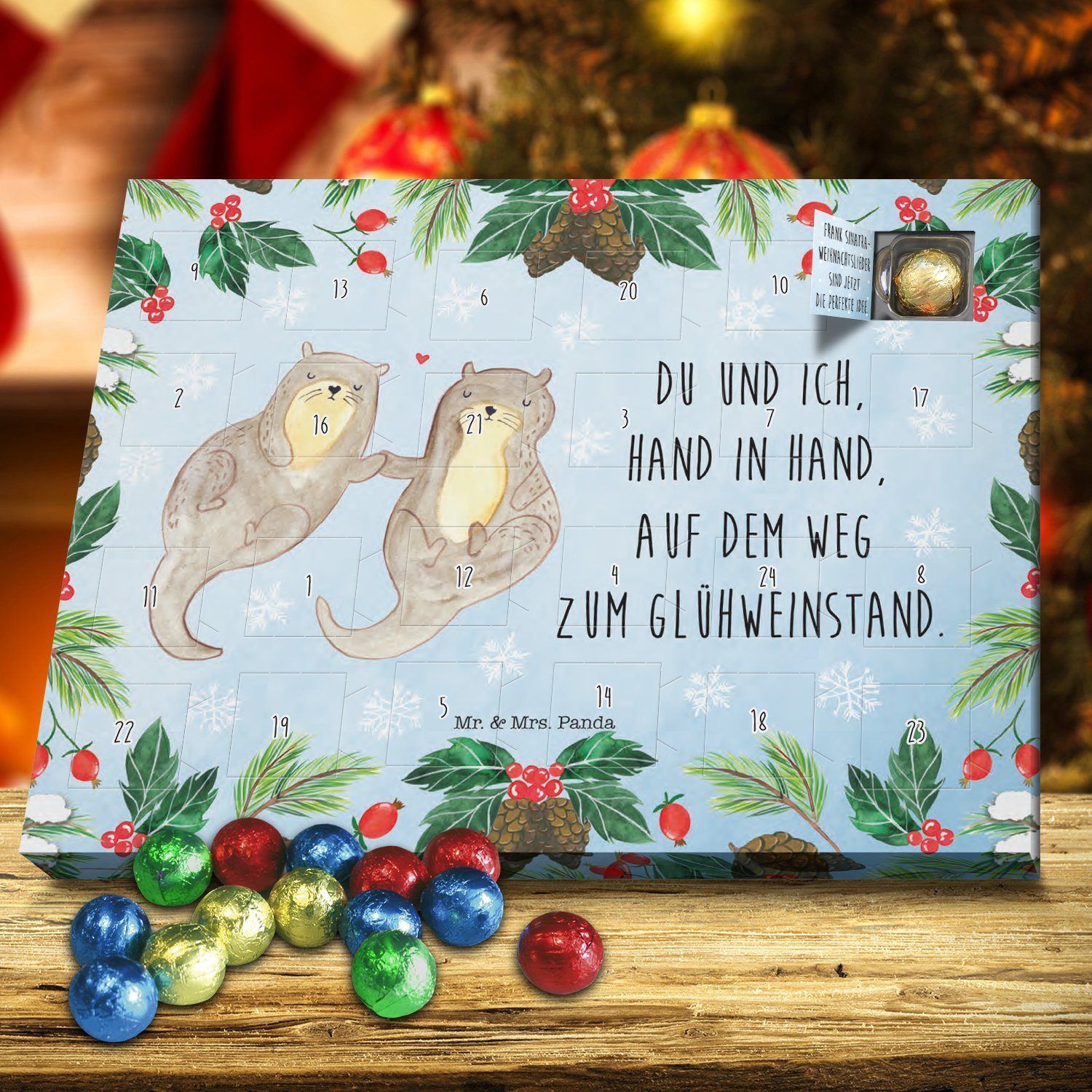 Geschenk, Panda Schokoladen - Adventskalender Adven Mrs. Weihnachten, Mr. Glühweinstand (1-tlg) Otter & Weiß -
