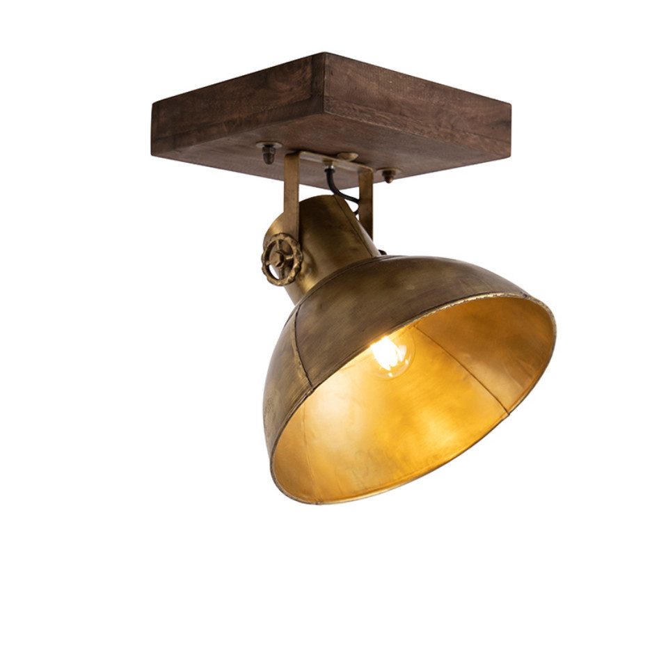 Qazqa Deckenleuchte Mangoes, ohne Leuchtmittel, E27, Bronze, Industrie, Stahl, 1-flammig
