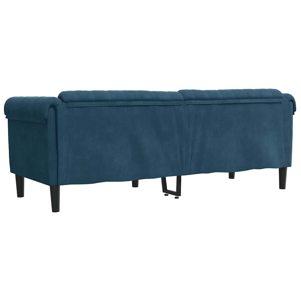 vidaXL Sofa Sofa 3-Sitzer Blau Samt, 1 Teile