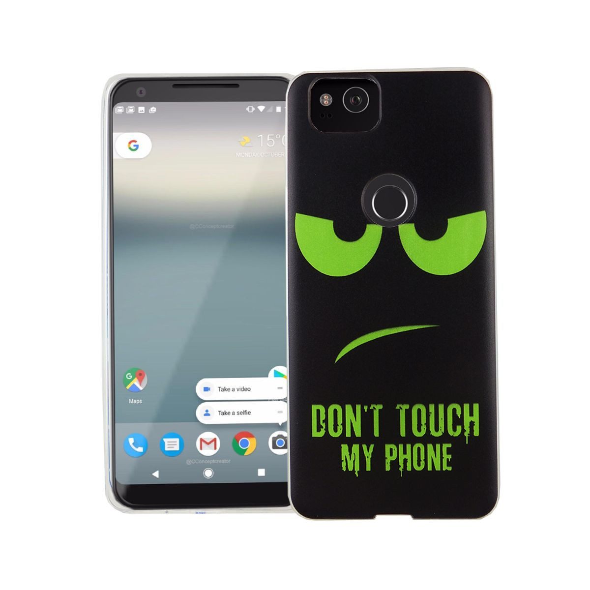 König Design Handyhülle Google Pixel 2, Google Pixel 2 Handyhülle Bumper Backcover Schwarz