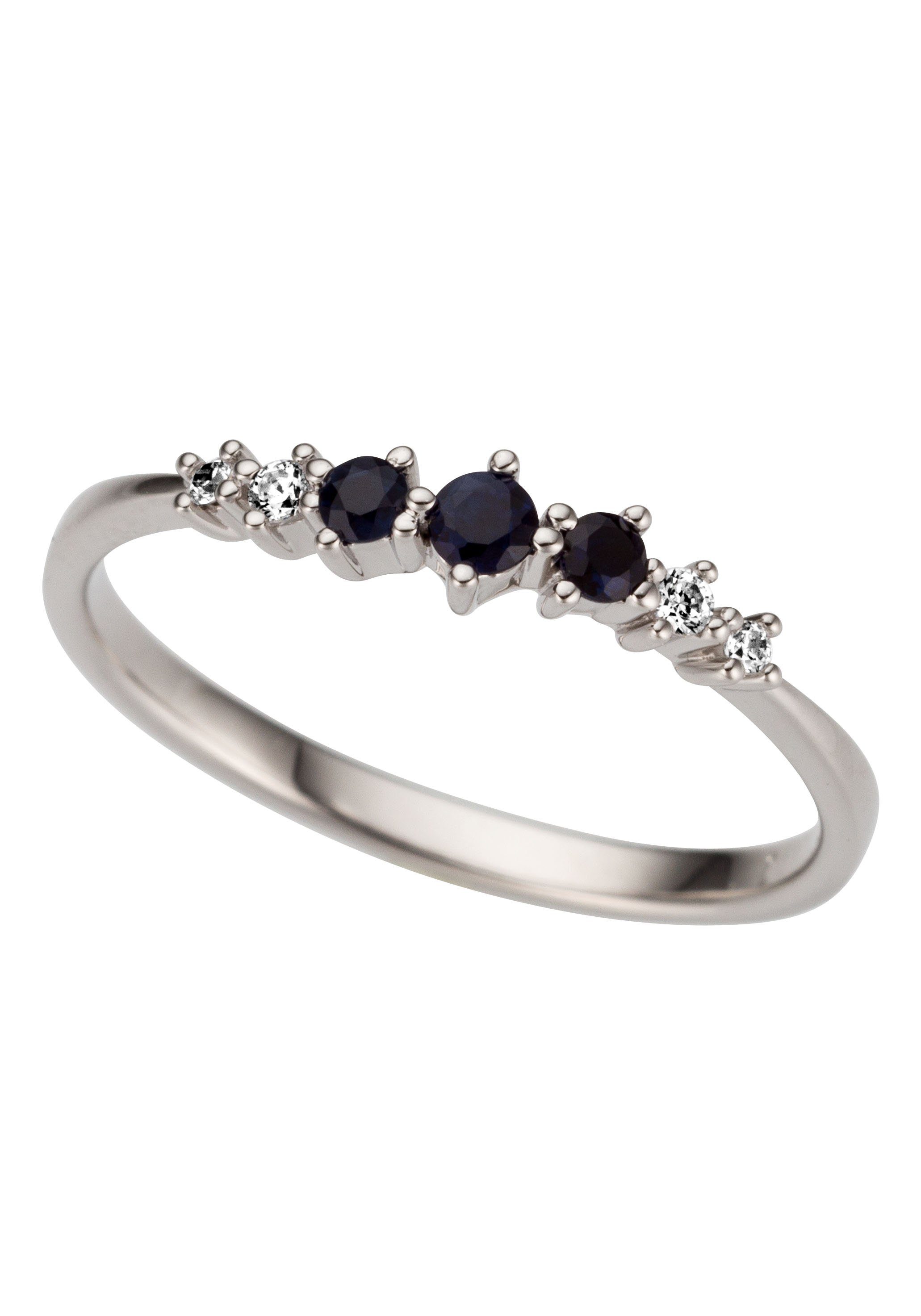 Firetti Goldring Schmuck Geschenk Gold 585 Damenring Goldring Edelstein Farbstein, mit Saphir - mit Brillanten