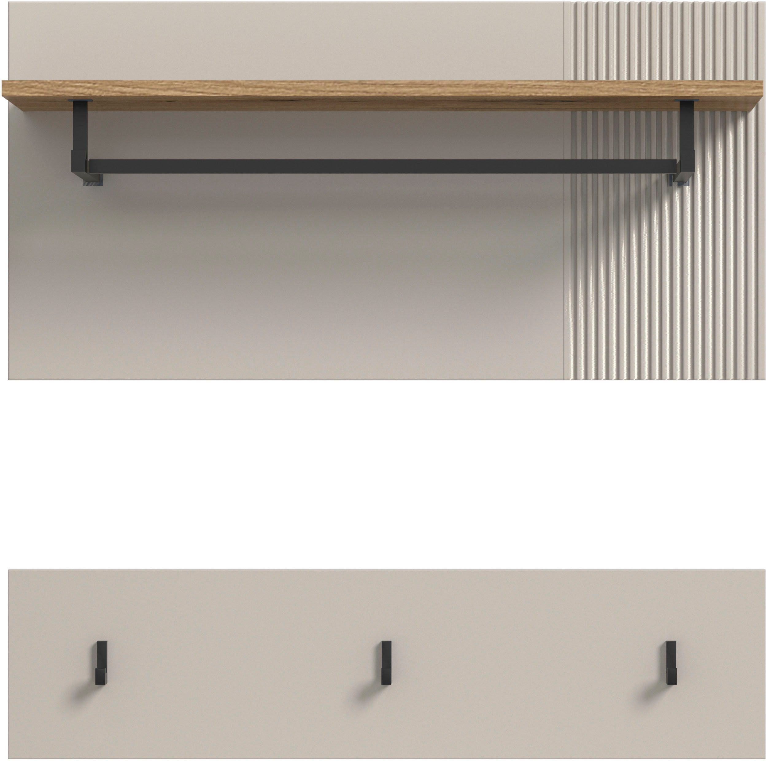 Home affaire Garderobenpaneel EDIL, Breite 80cm, 2-teilig, Hakenleiste & Paneel (moderne Farbkombination, Haken aus Metall), Paneel, Garderobe, Wandboard, Ablag – Bild 4 von 5
