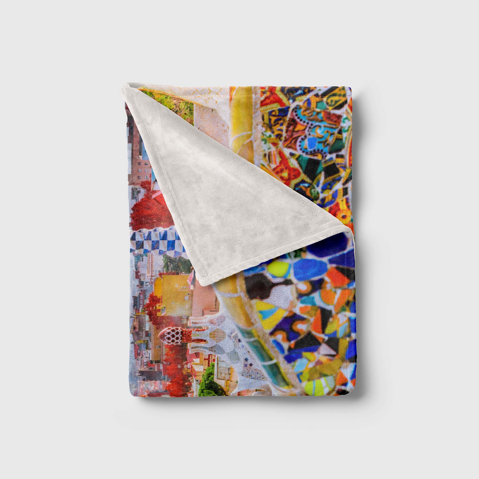 Saunatuch Sinus Fotomotiv Handtuch (1-St), Handtücher Baumwolle-Polyester-Mix Art Kuscheldecke Handtuch Strandhandtuch Hundertw, Barcelona mit