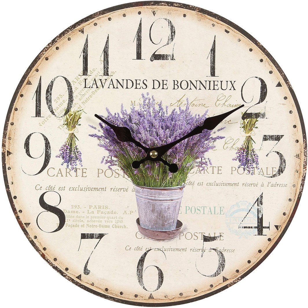 Wanduhr Wanduhr Lavendel Haus Ambiente 28cm