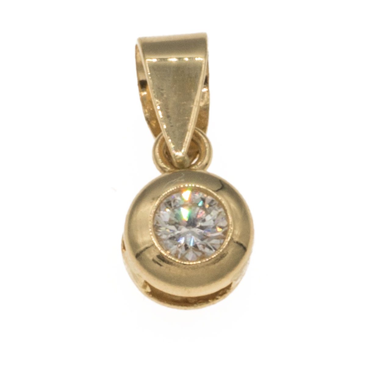 Bella Carina Runder Anhänger Anhänger 750 Gold 18 Karat mit Dimant, 4 mm Durchmesser, mit echtem Diamanten, gefasst in 750 Gold