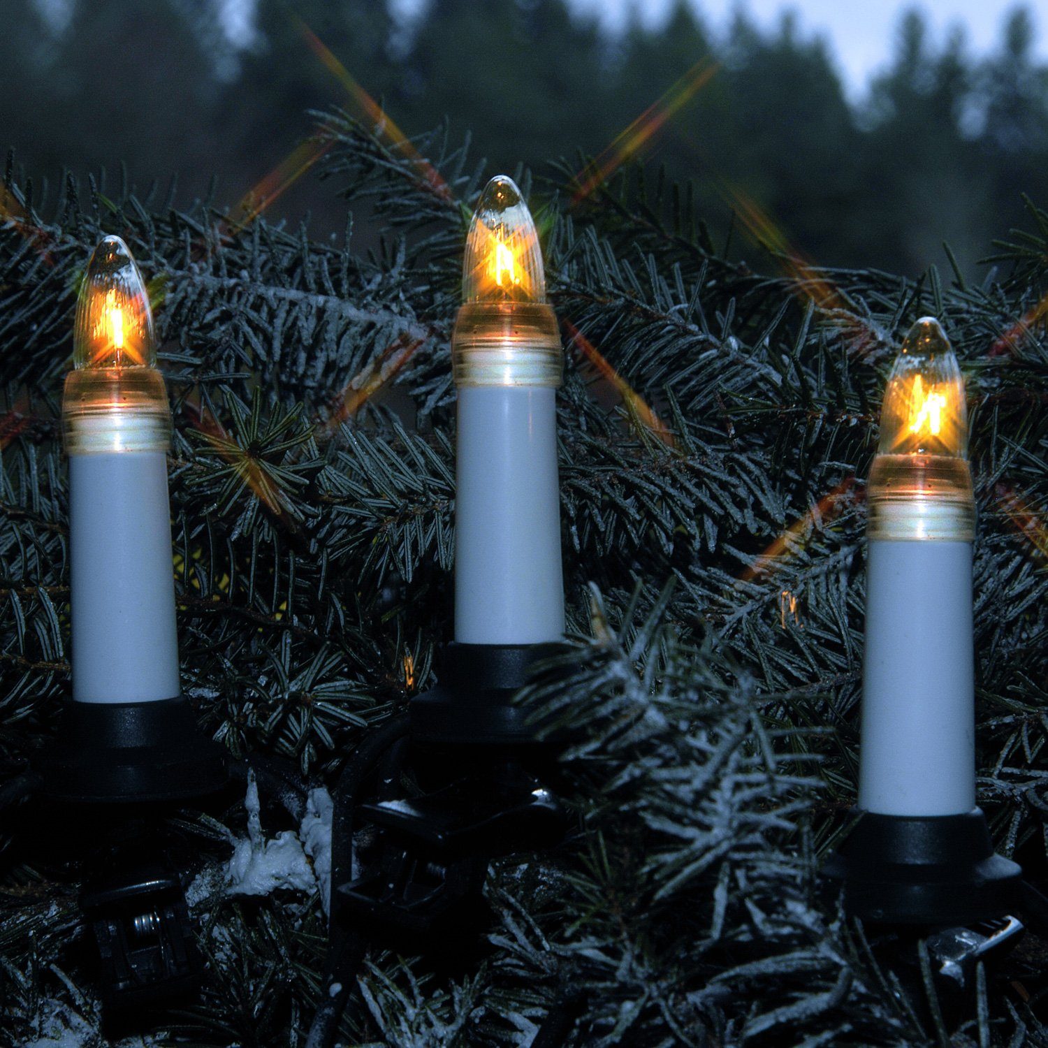 MARELIDA Christbaumkerzen »Kerzenlichterkette Weihnachtsbaumkette 25  Baumkerzen E10 L: 12m f. Außen Garten«, 25-flammig