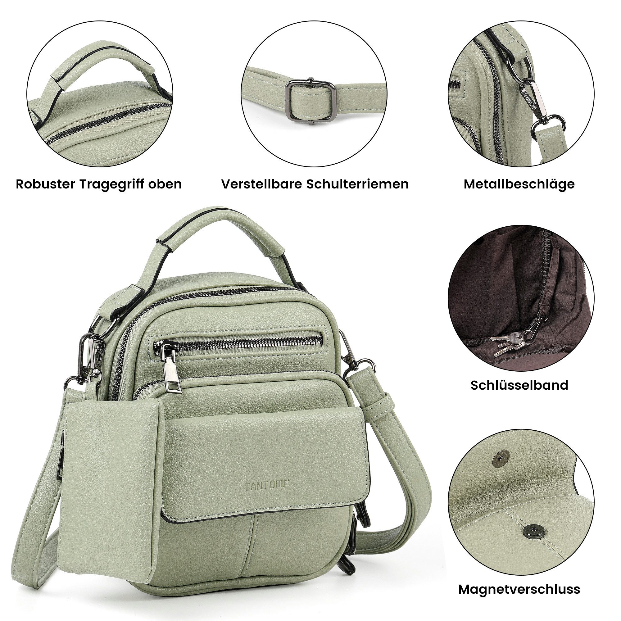 TANTOMI Cityrucksack Kleiner Rucksack Damen Klein Cityrucksack Handtasche 2 in 1, Mini Backpack Women Elegant Casual Daypack – Bild 4 von 5