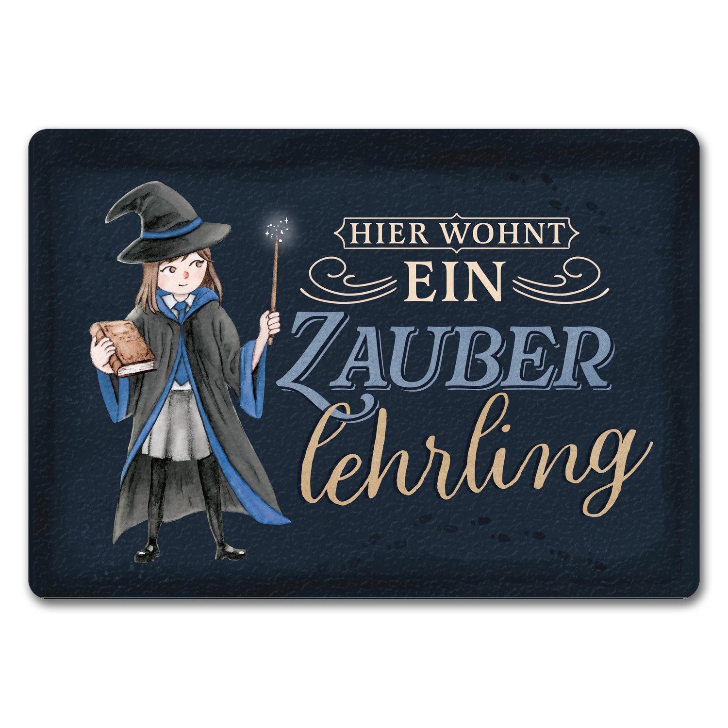 Fußmatte Zauberlehrling Fußmatte in 35x50 cm ohne Rand mit Zauberschülerin
