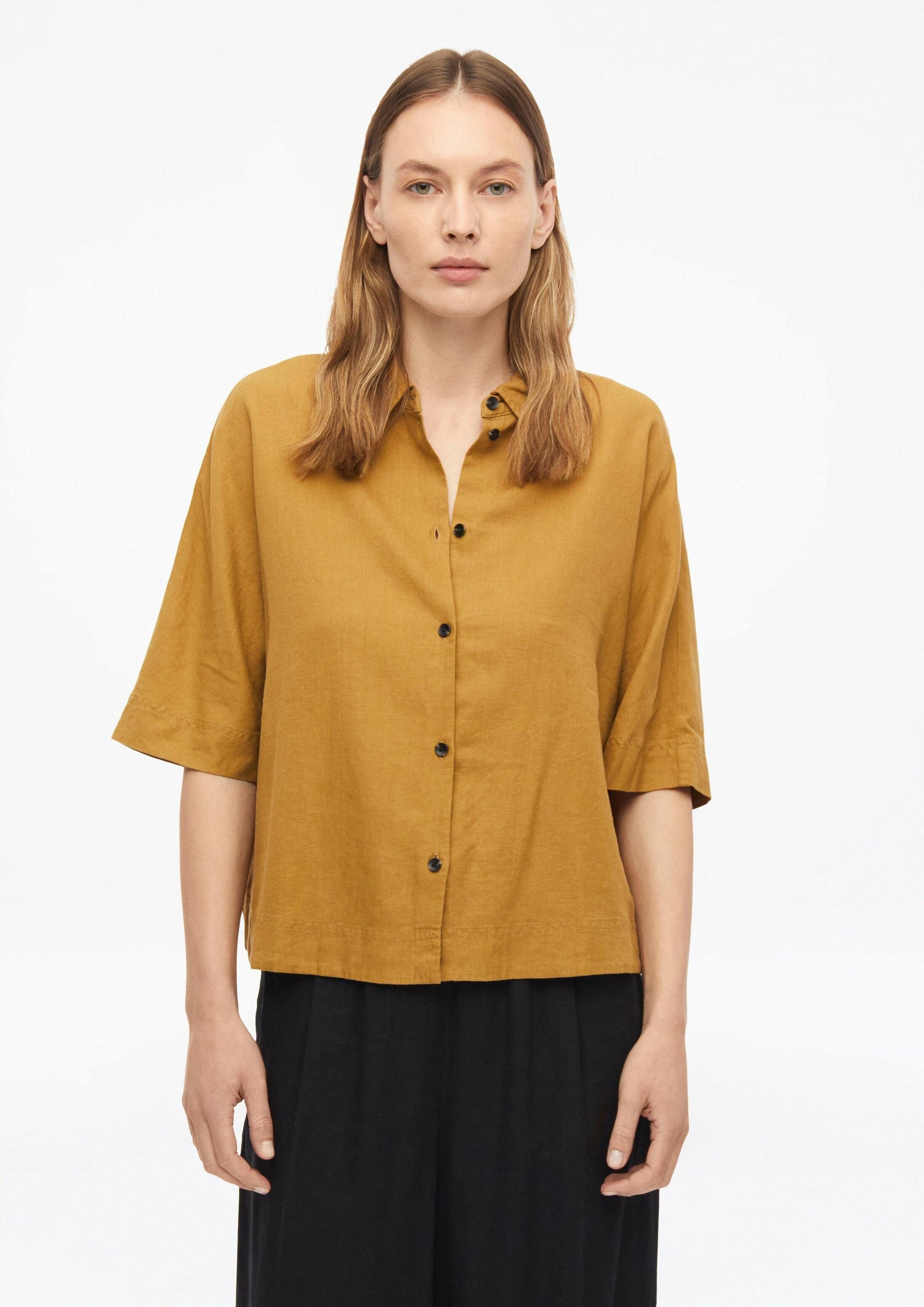 s.Oliver Kurzarmbluse Bluse Kurzarm-Bluse aus Leinenmix