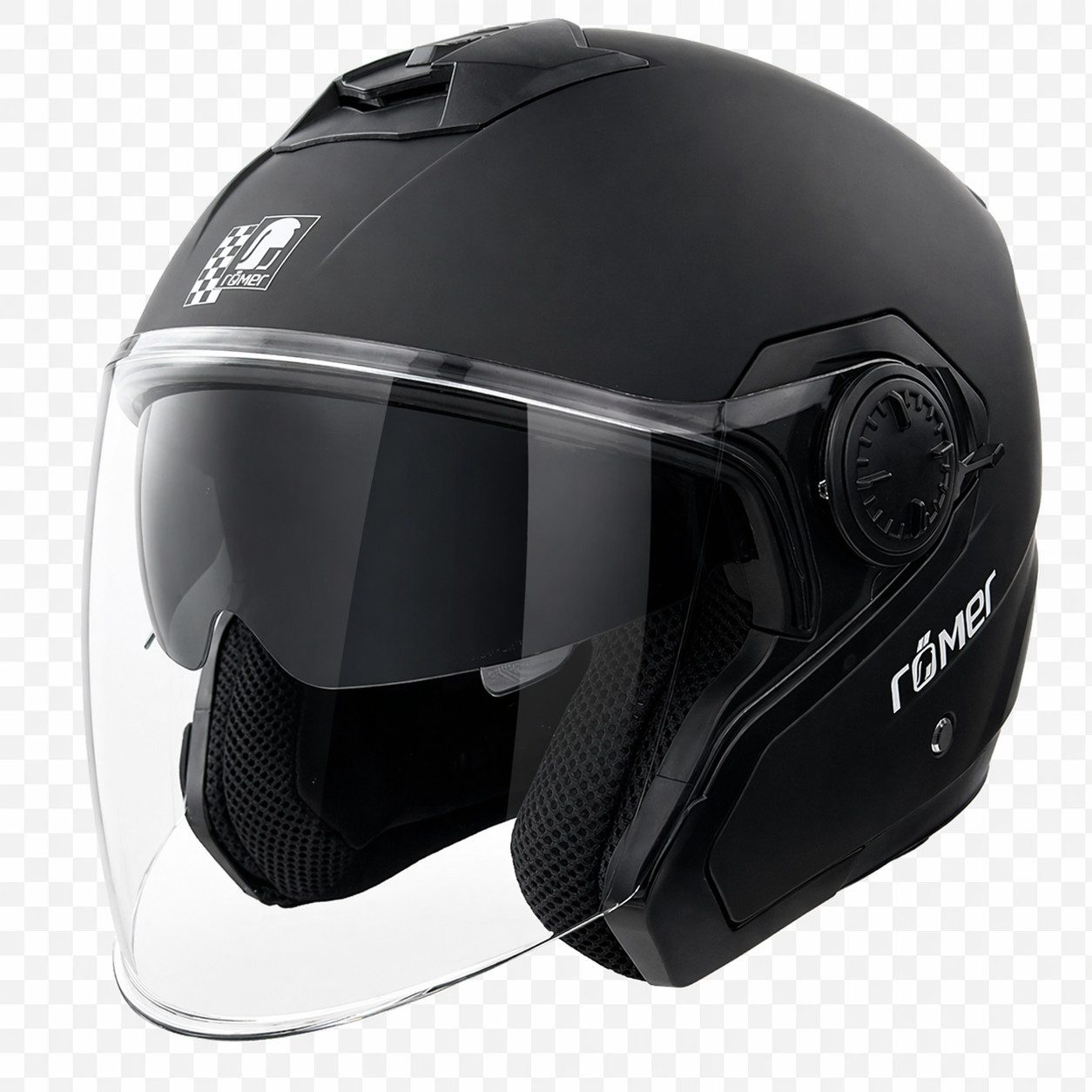 RÖMER HELME Motorradhelm RR10901 - Jethelm - mit innenliegendem Sonnenvisier, schwarzmatt