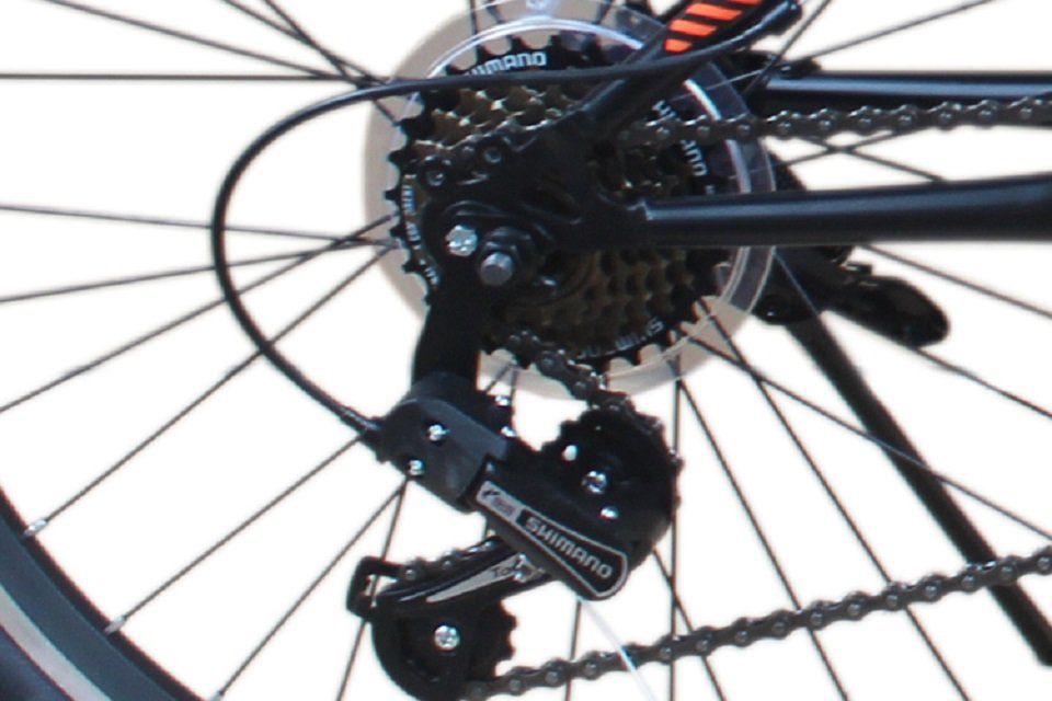 Talson Mountainbike 24 Zoll Fahrrad mit, 21 Gang Shimano, Kettenschaltung, mit Beleuchtung nach StVZO und Gabelfederung Schwarz