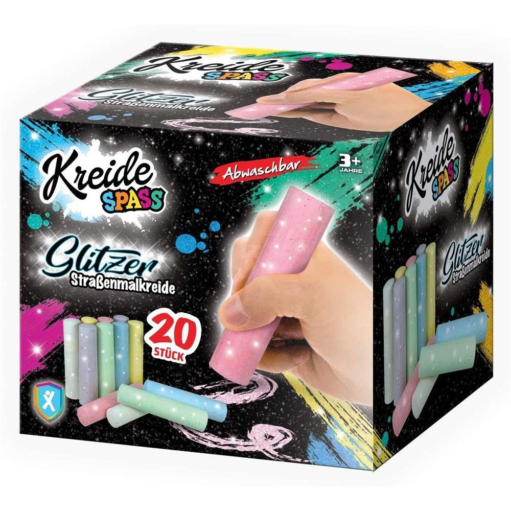 XTREM toys & sports Malkreide Kreidespaß Glitzer, Straßenmalkreide 20 Stück Straßenkreide Outdoor