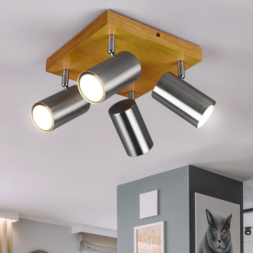 Zimmer Strahler etc-shop Holz Deckenspot, Leuchtmittel Ess LED Decken inklusive, Wohn Design nicht Beleuchtung Lampe braun