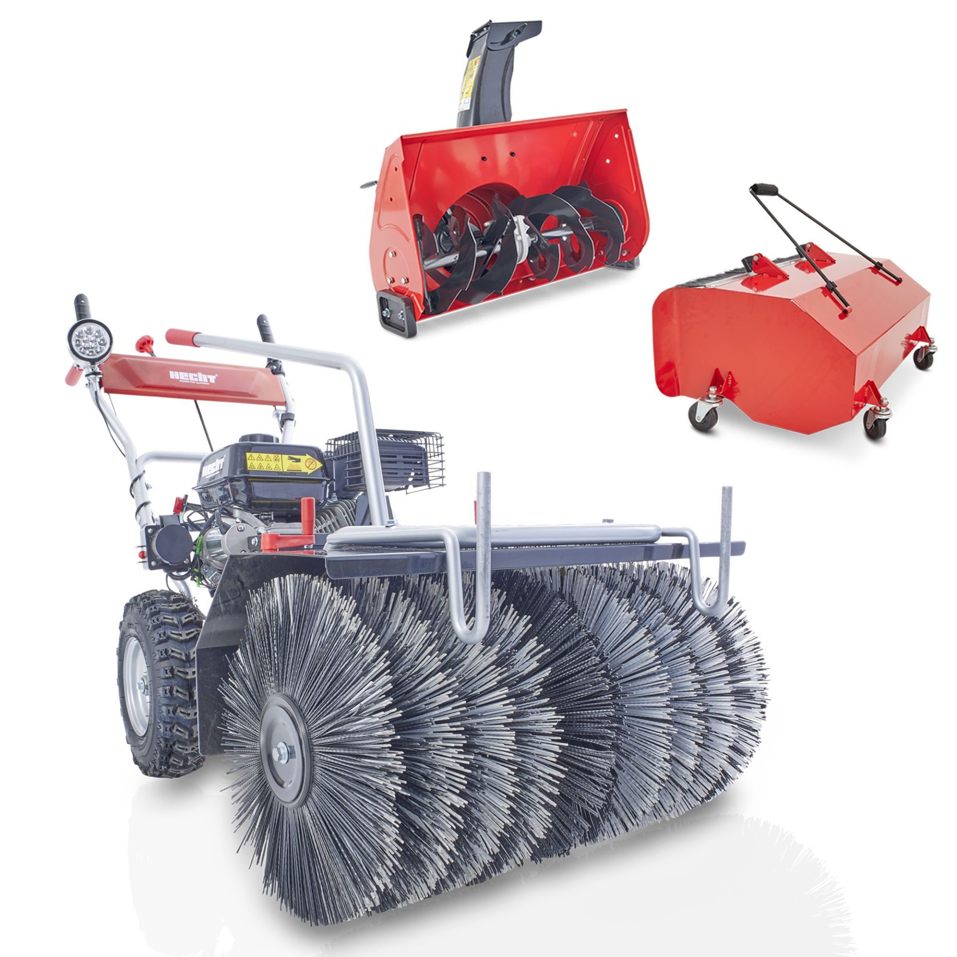 Hecht Benzin-Kehrmaschine 8616 SE mit Auffangbehälter, Schneefräse, 62,00 cm Arbeitsbreite, (3-tlg), Elektrostart, 6,5 PS. 230V