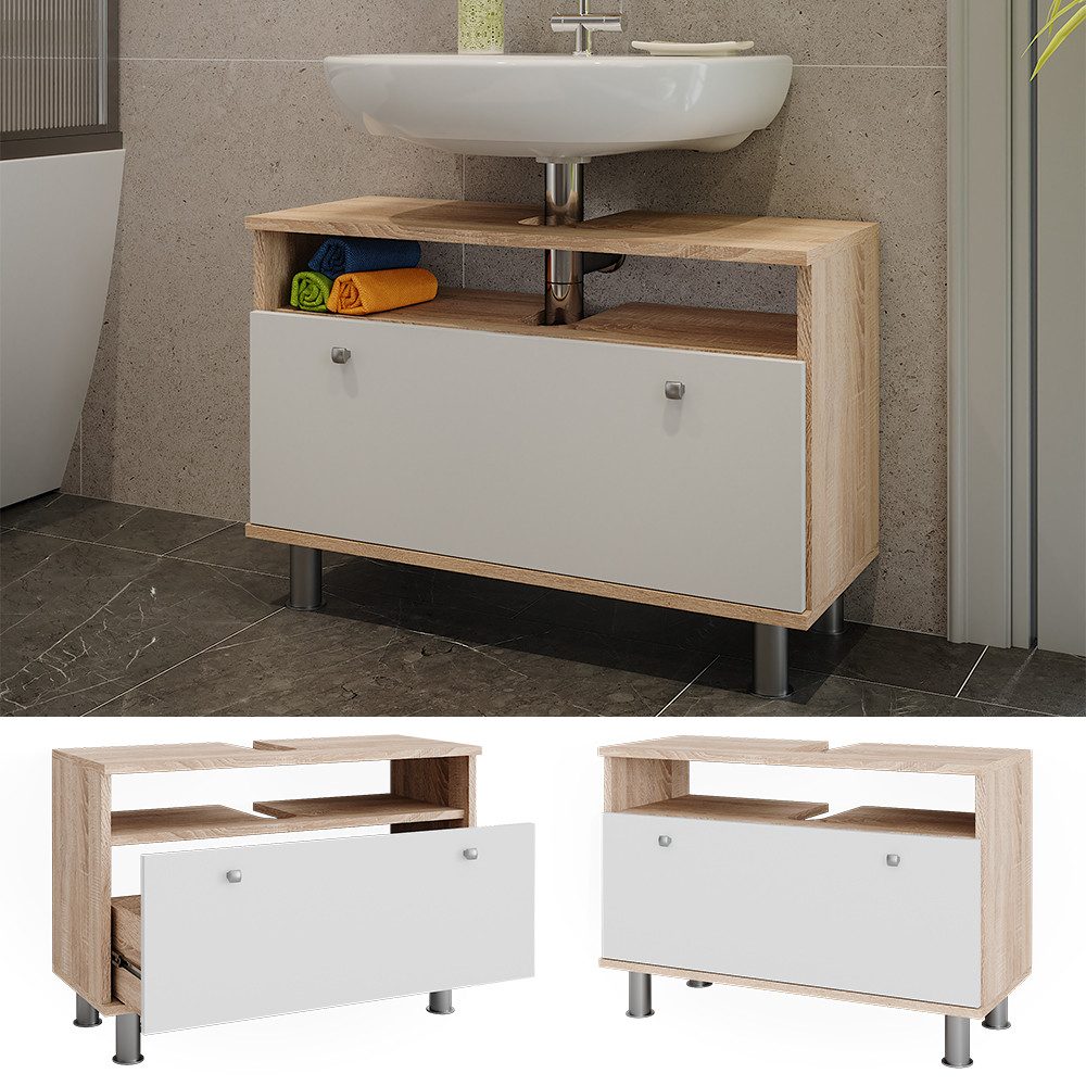 Vicco Waschbeckenunterschrank Fynn, Sonoma/Weiß, 80.2 x günstig online kaufen