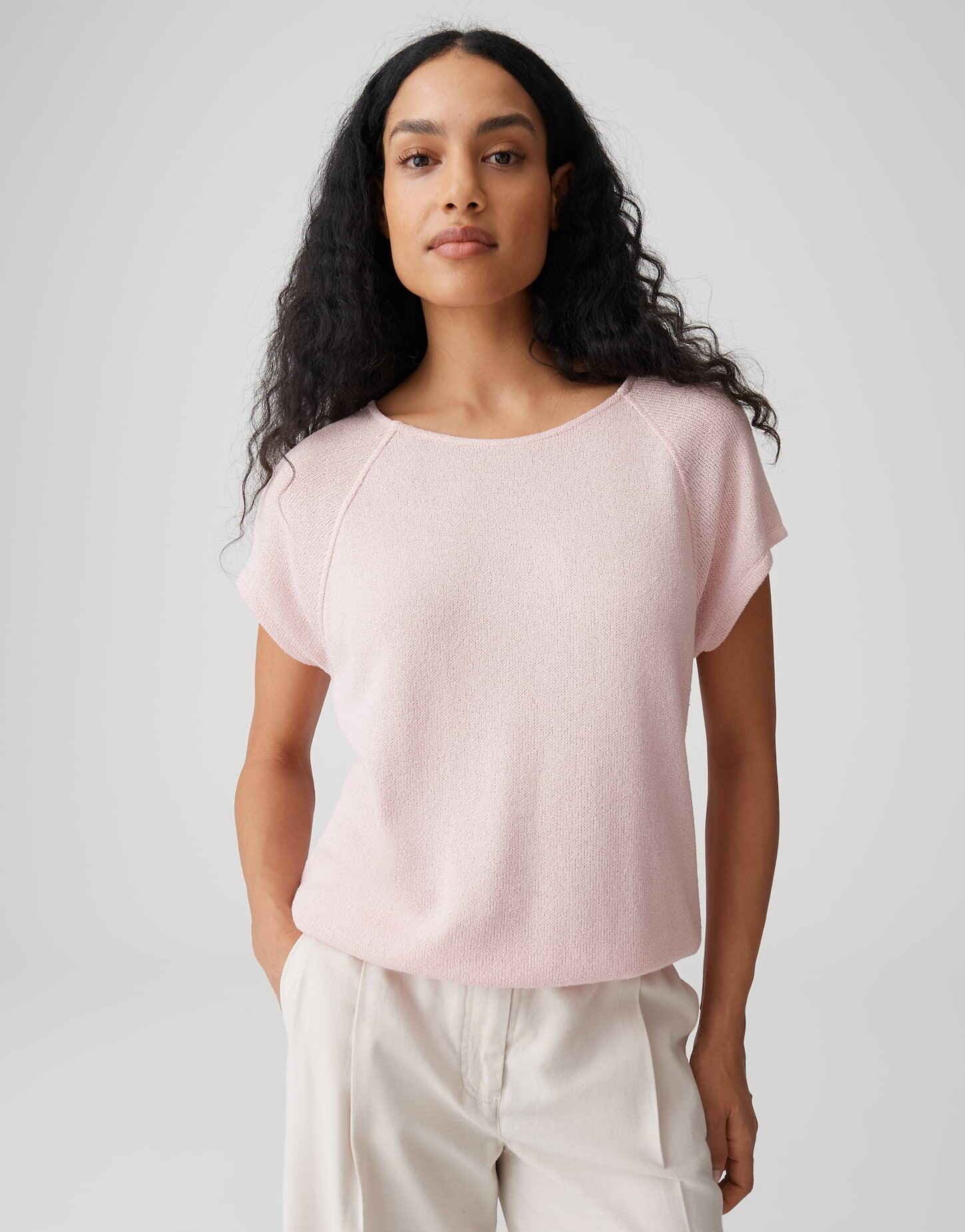 OPUS Kurzarmshirt Svalla aus Jersey mit Strick Optik leicht elastischer Sto günstig online kaufen