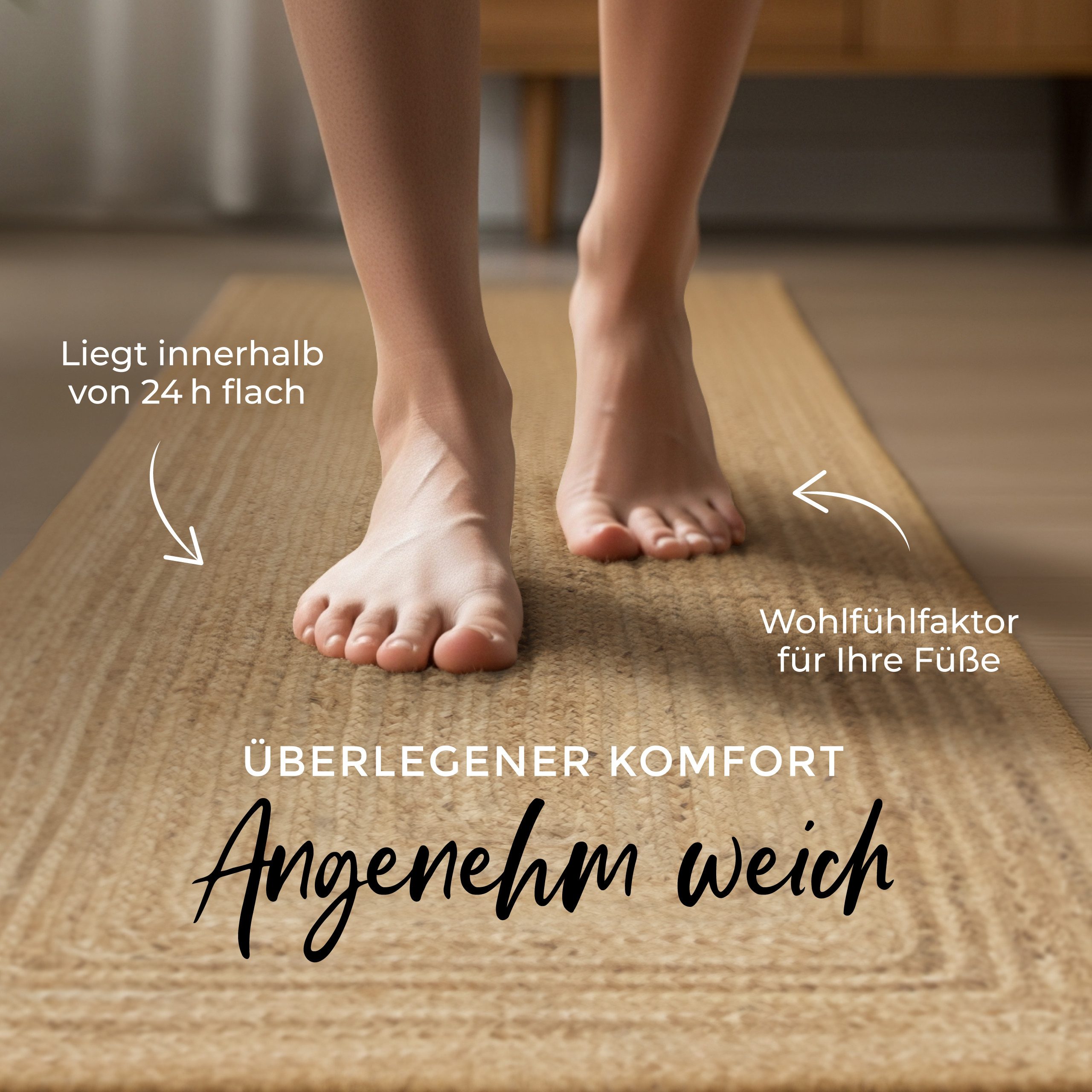carpetfine Teppich Nele Juteteppich Naturfaser, rechteckig, Höhe: 6 mm, geflochtener Wendeteppich aus 100% Jute, quadratisch und als Läufer – Bild 4 von 5