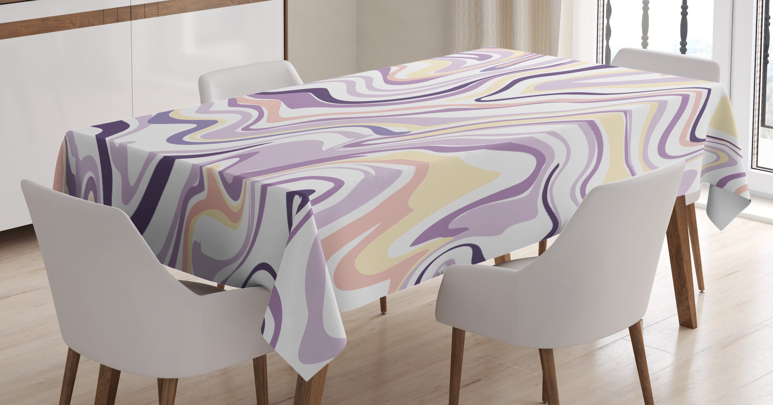 drucken Auszugs-Wellen Abakuhaus Farbfest Klare Waschbar Tischdecke Farben, Außen Für geeignet Marble Bereich den