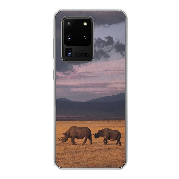 MuchoWow Handyhülle Nashörner - Safari Phone Case Handyhülle Samsung Galaxy S20 Ultra Silikon Schutzhülle