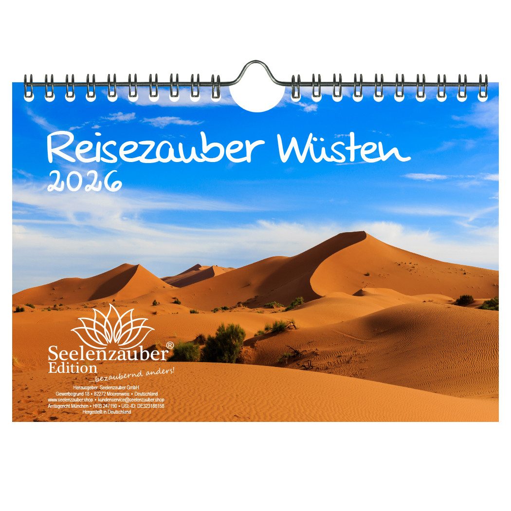 Seelenzauber Wandkalender Reisezauber Wüsten DIN A5 Kalender für 2026 Urlaub Wüsten