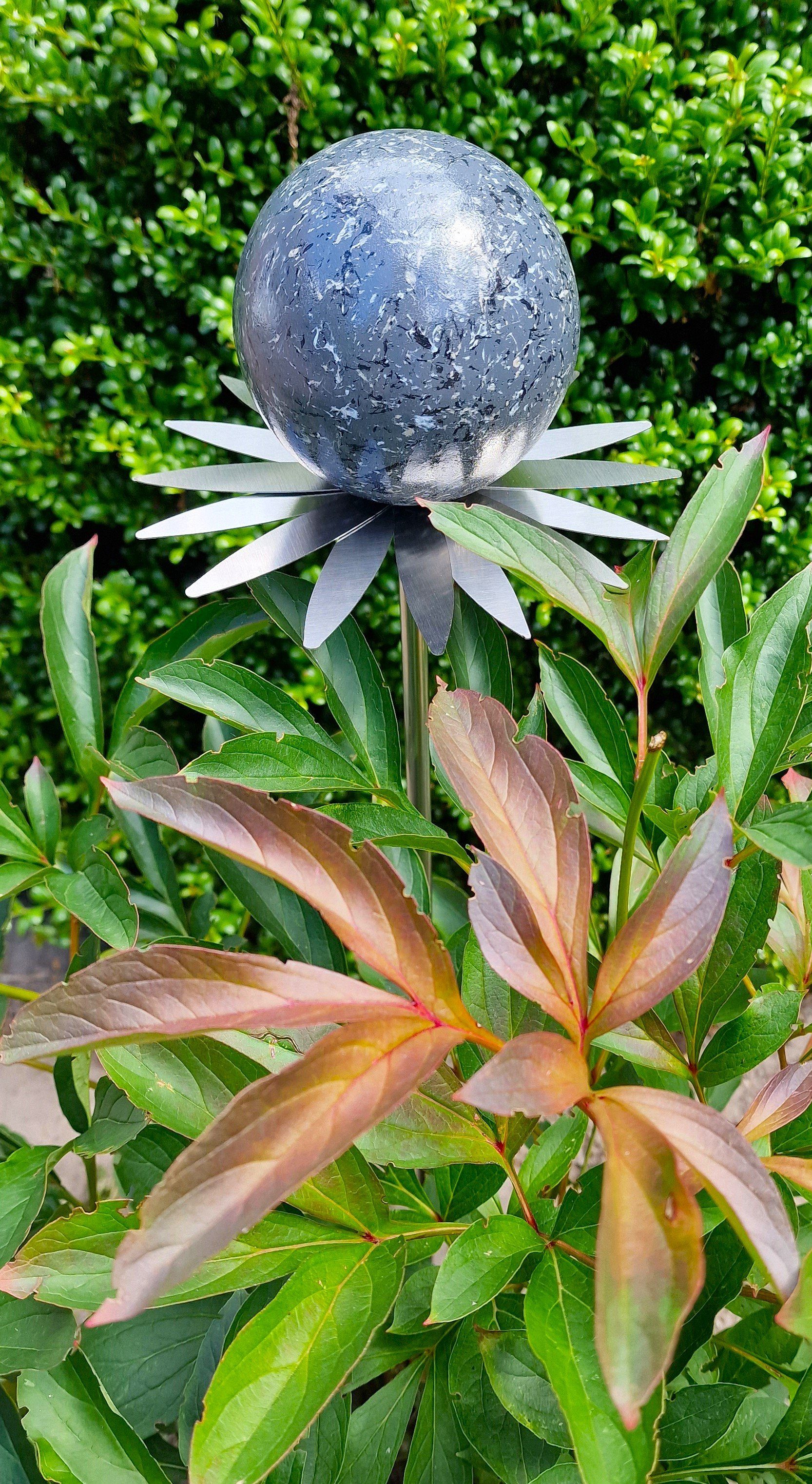 Jürgen Bocker Garten-Ambiente anthrazit Rosenkugel 10 cm Gartenstecker mit cm Edelstahl 80 Stab Milano Blütenzauber Garten