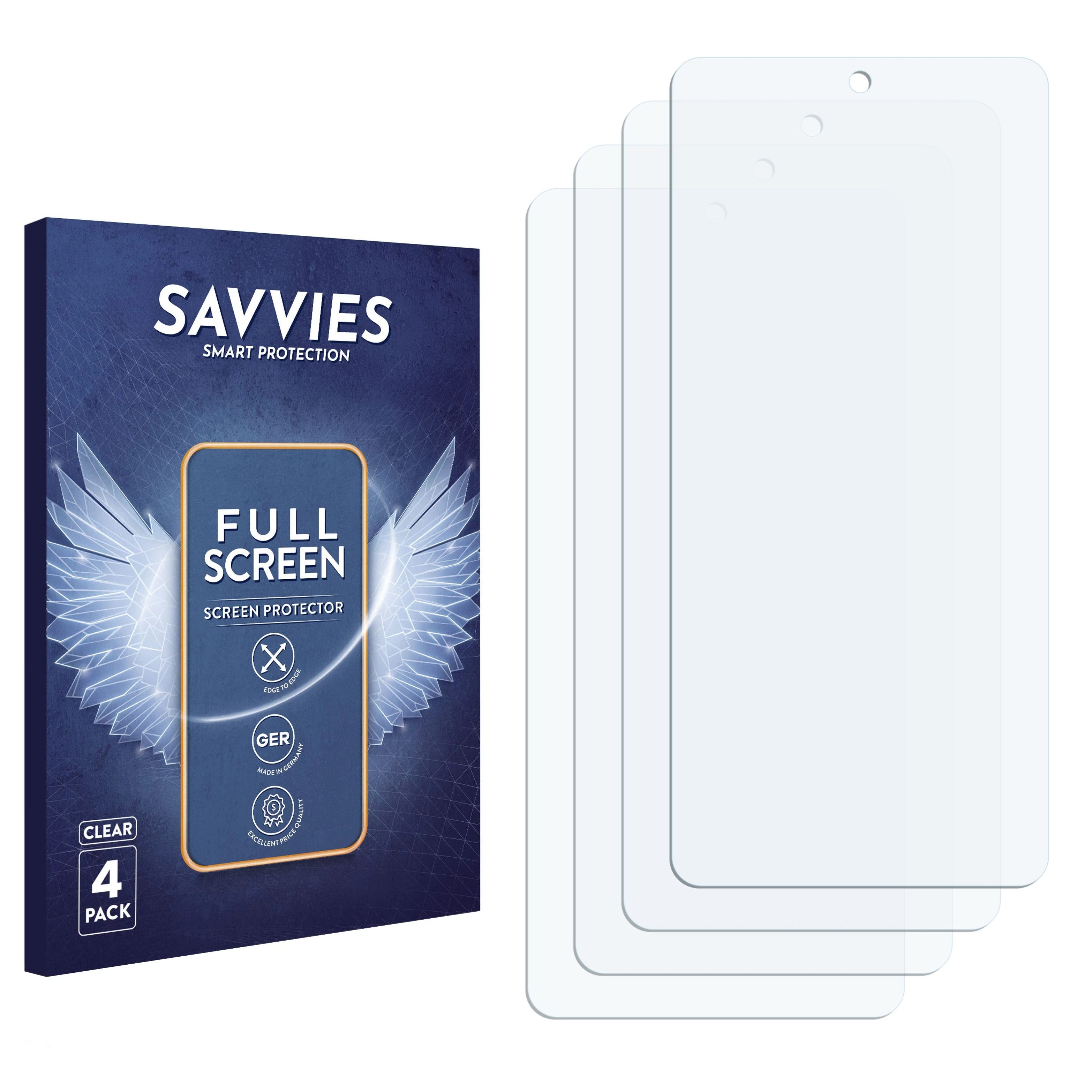 Savvies Displayschutzfolie Fullscreen Schutzfolie für Huawei Enjoy 60 Pro, 4 Stück, Displayschutz Folie Fullcover Klar Transparent