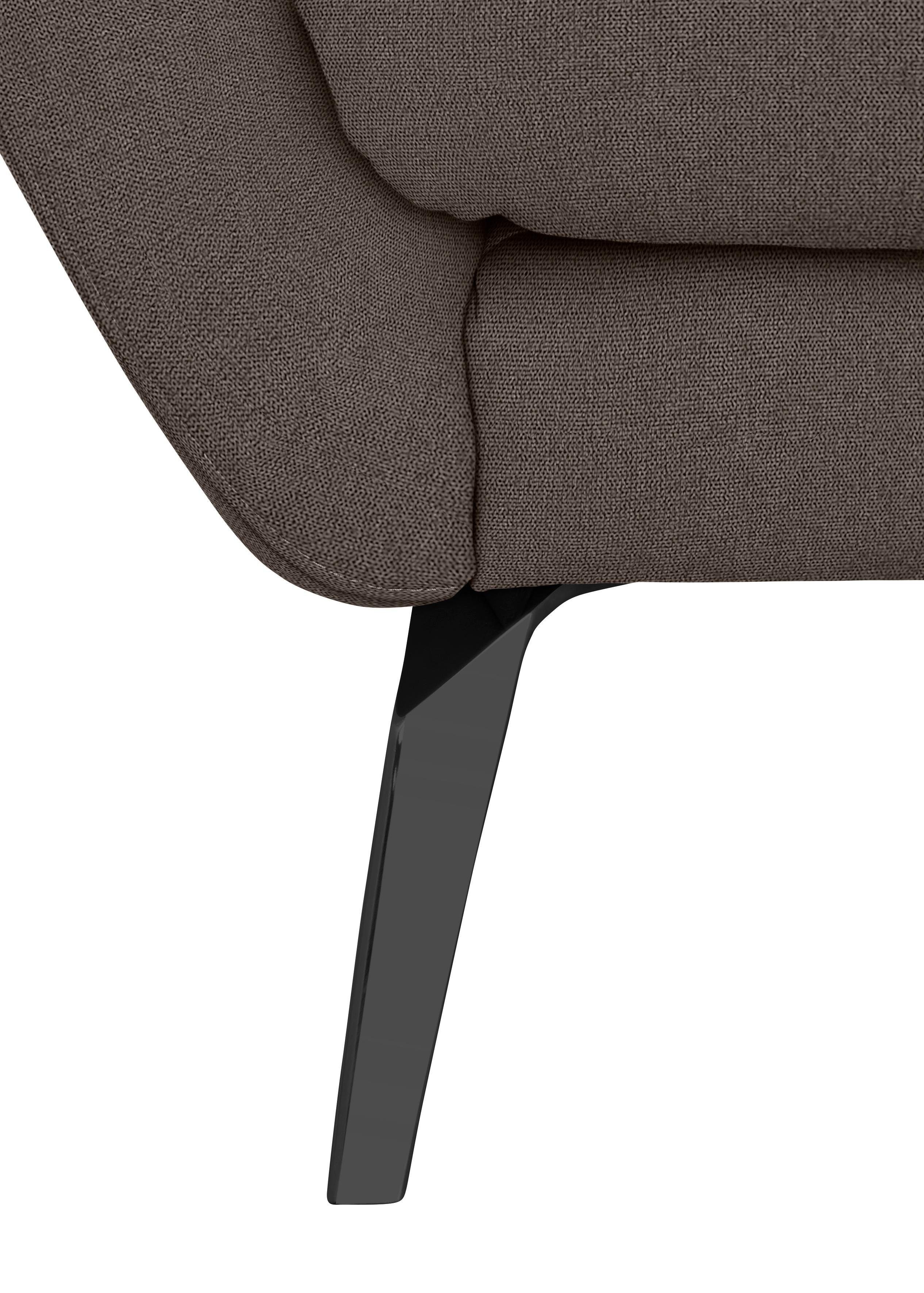 Big-Sofa mit Füße pulverbeschichtet softy, schwarz W.SCHILLIG im Sitz, dekorativer Heftung