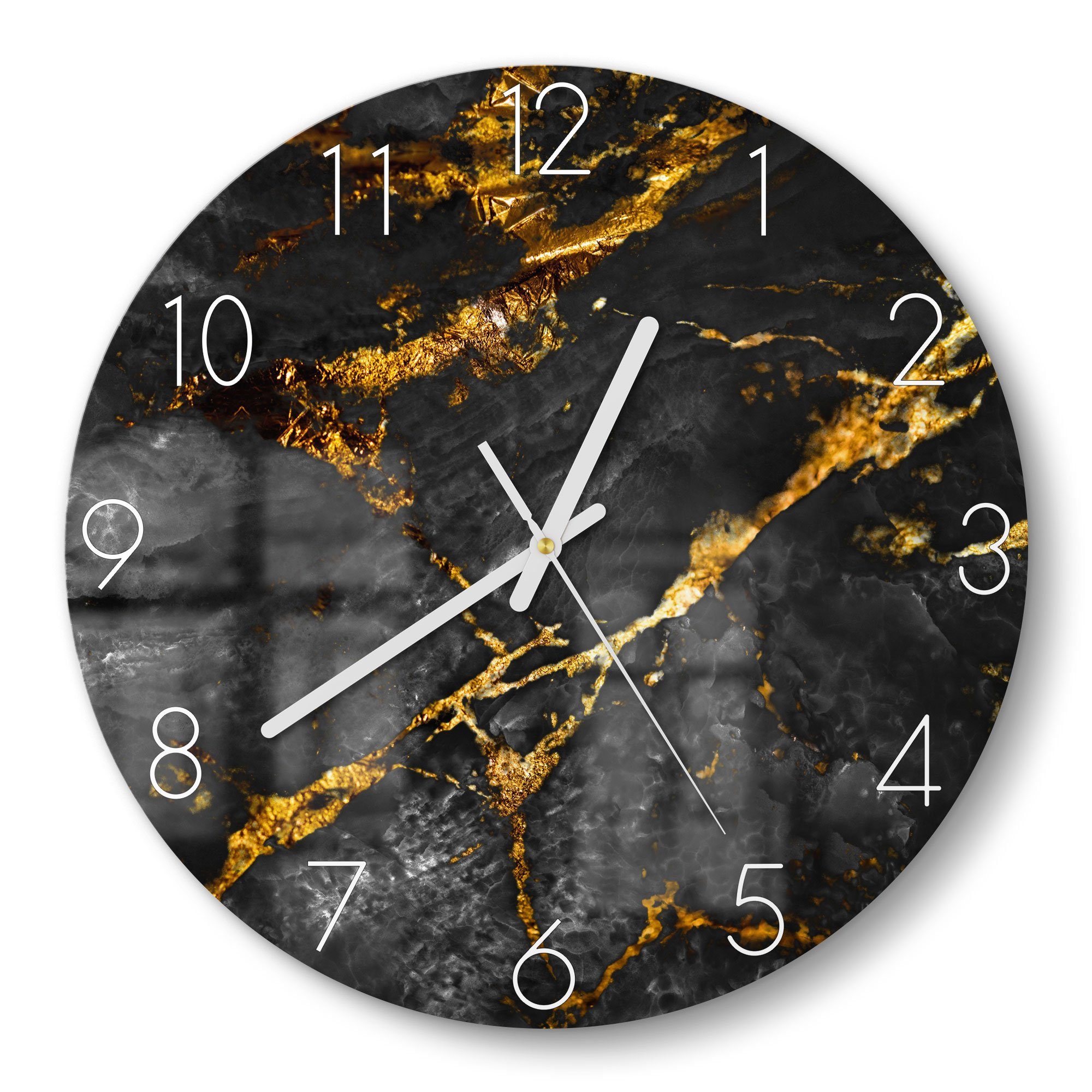 DEQORI Wanduhr 'Veredelter Naturstein' (Glas Glasuhr modern Wand Uhr Design günstig online kaufen