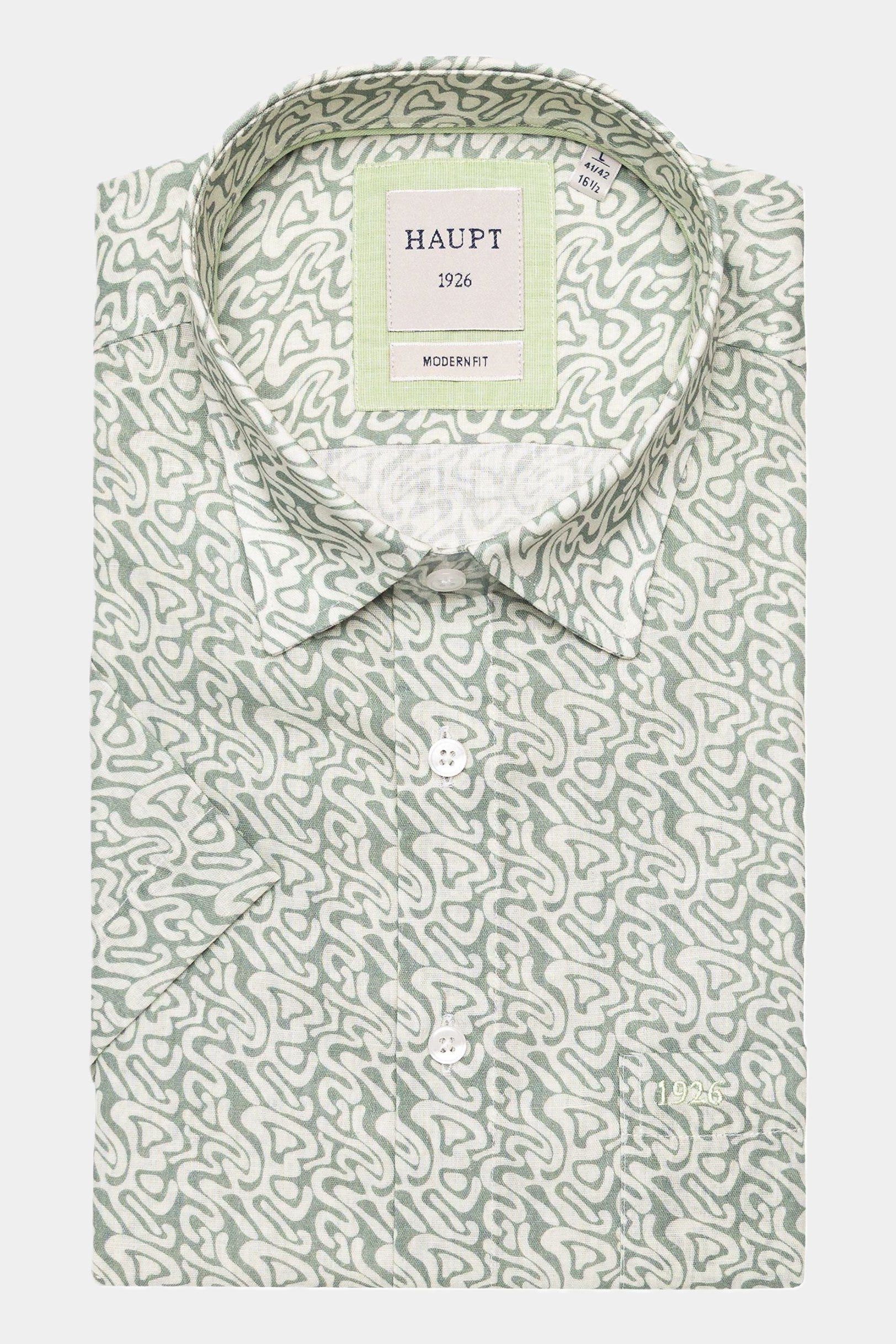 Haupt Kurzarmhemd Modern Fit Kurzarmhemd Doodle-Muster Mint Green Style Sommer