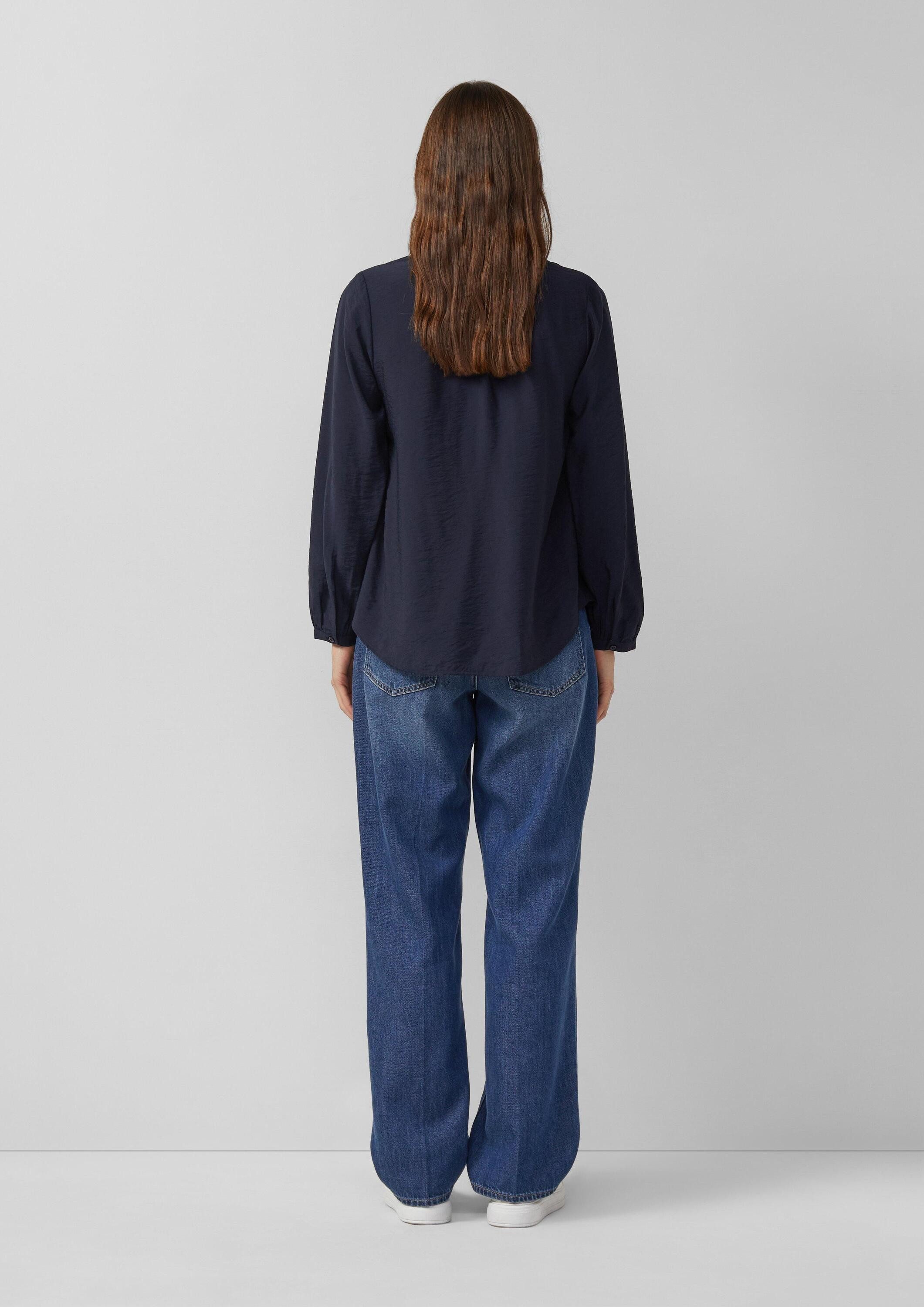 s.Oliver Langarmbluse Bluse Viskosebluse mit Raffung und All-over-Print