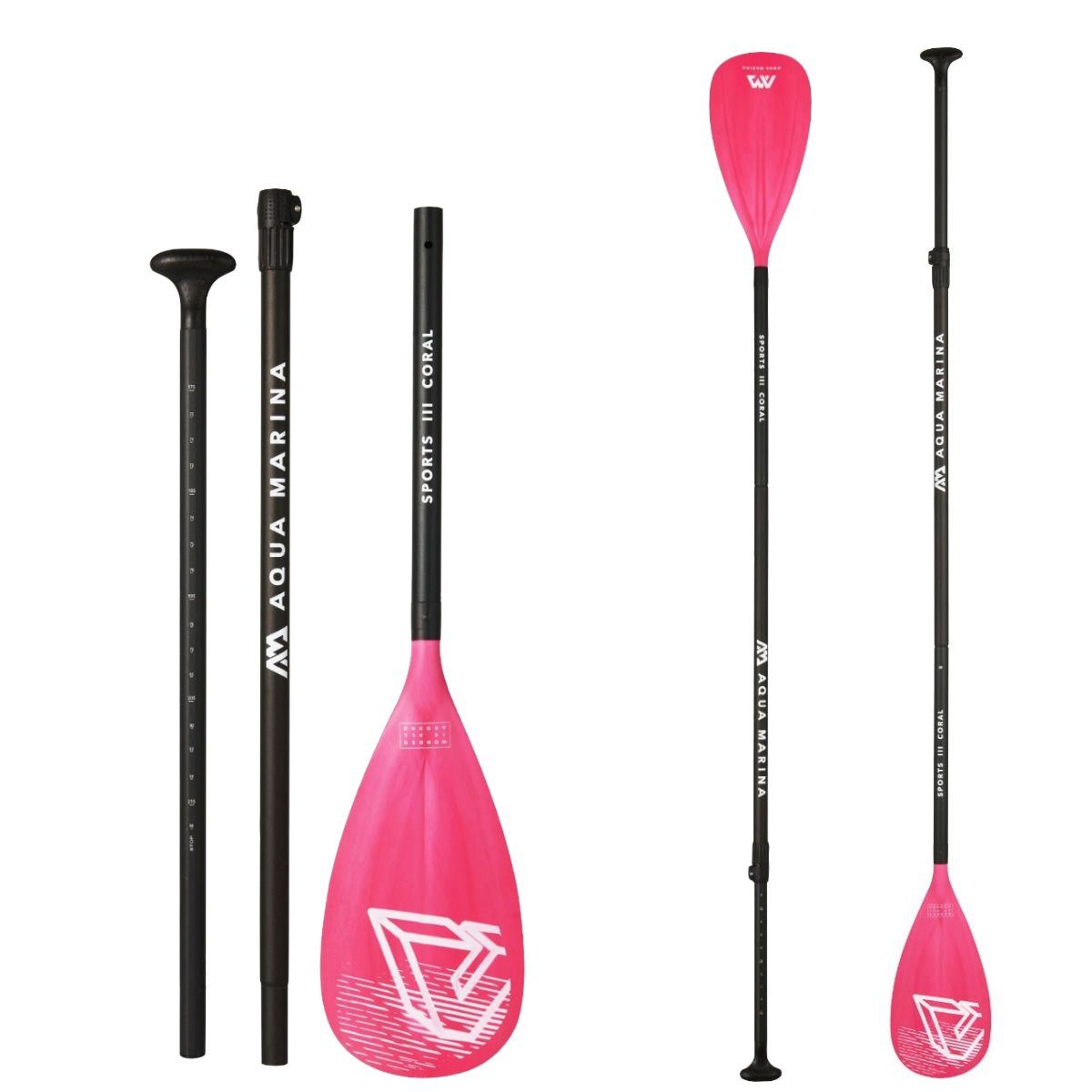 Aqua Marina SUP-Board Aqua Marina Sports III Coral Aluminium SUP Paddel 175-220cm 3-teilig