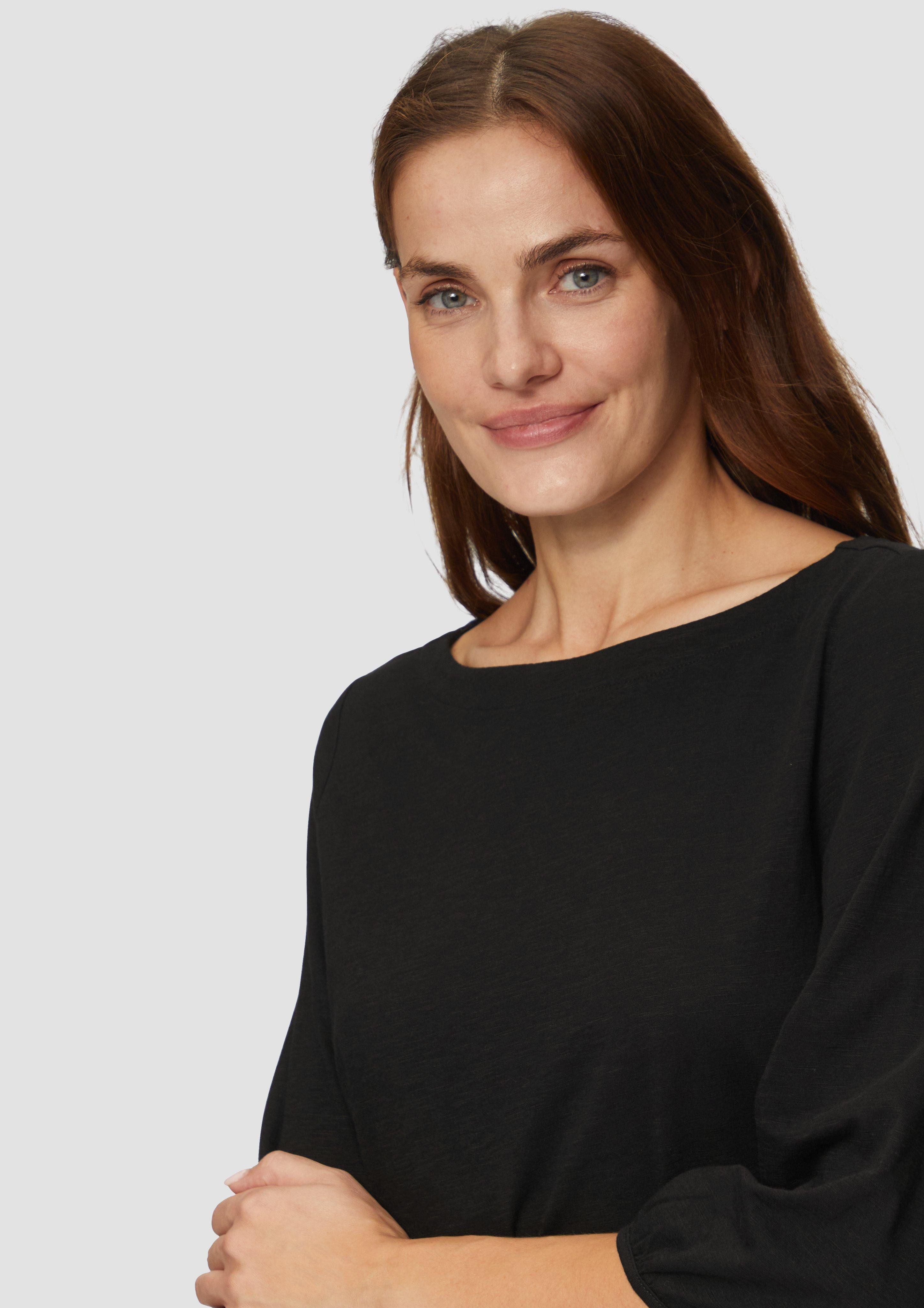 s.Oliver 3/4-Arm-Shirt Baumwollshirt mit U-Boot-Ausschnitt günstig online kaufen